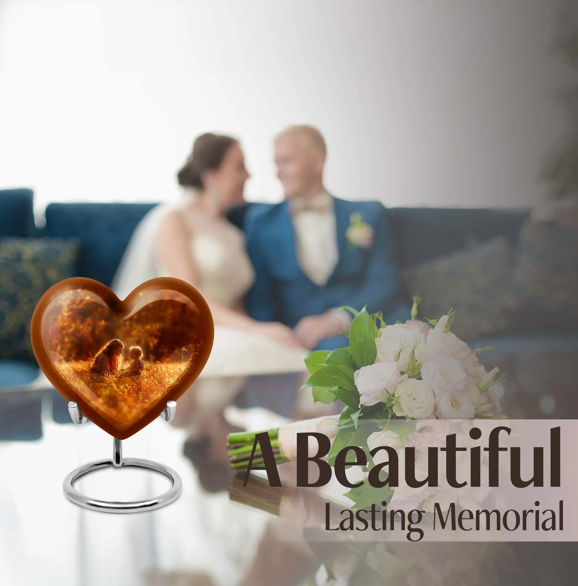 Mother's Solace Memorial Urn: Personalized Heart Cremation Urn