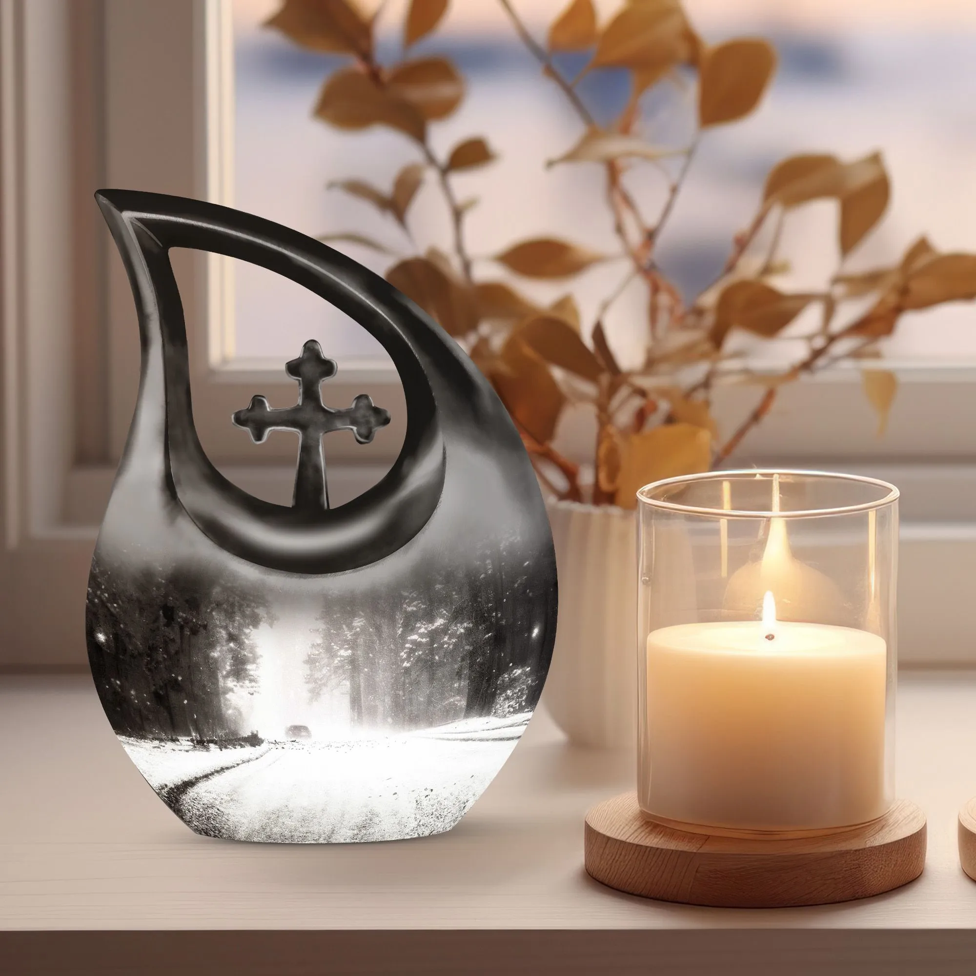 Mountain Winter Urn: Affordable Memorial Urn For Ashes