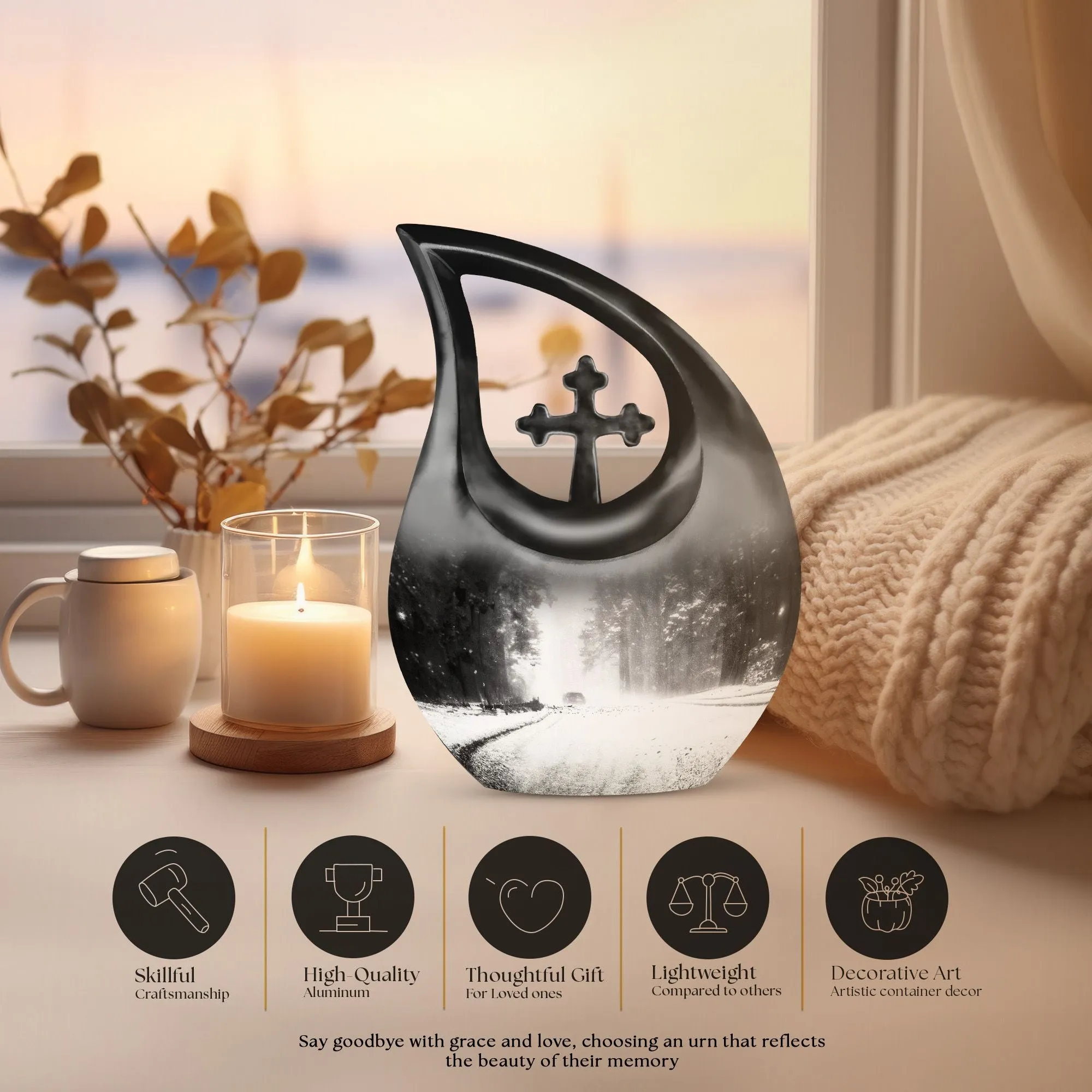 Mountain Winter Urn: Affordable Memorial Urn For Ashes