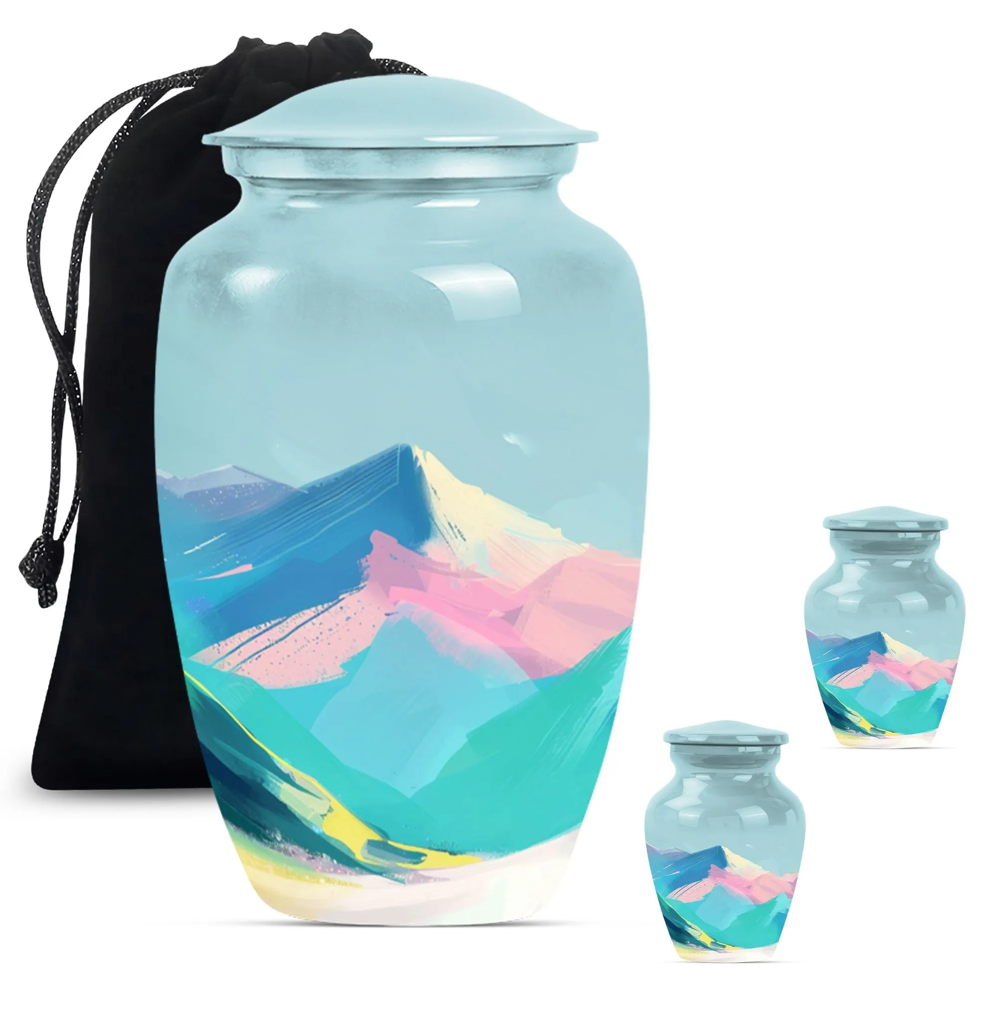 MOUNTAINS Reverence: Purple Meadow Themed Burial Cremation Urn