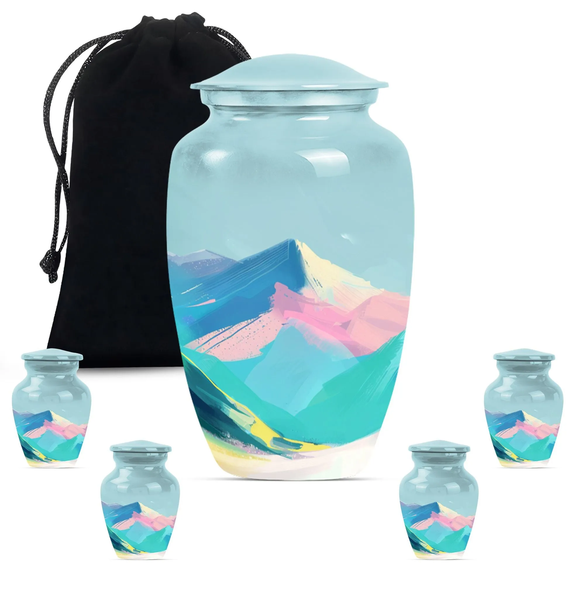MOUNTAINS Reverence: Purple Meadow Themed Burial Cremation Urn