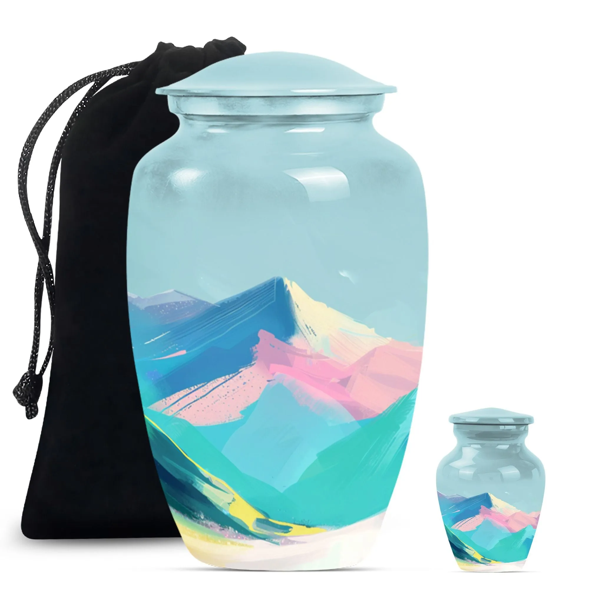 MOUNTAINS Reverence: Purple Meadow Themed Burial Cremation Urn