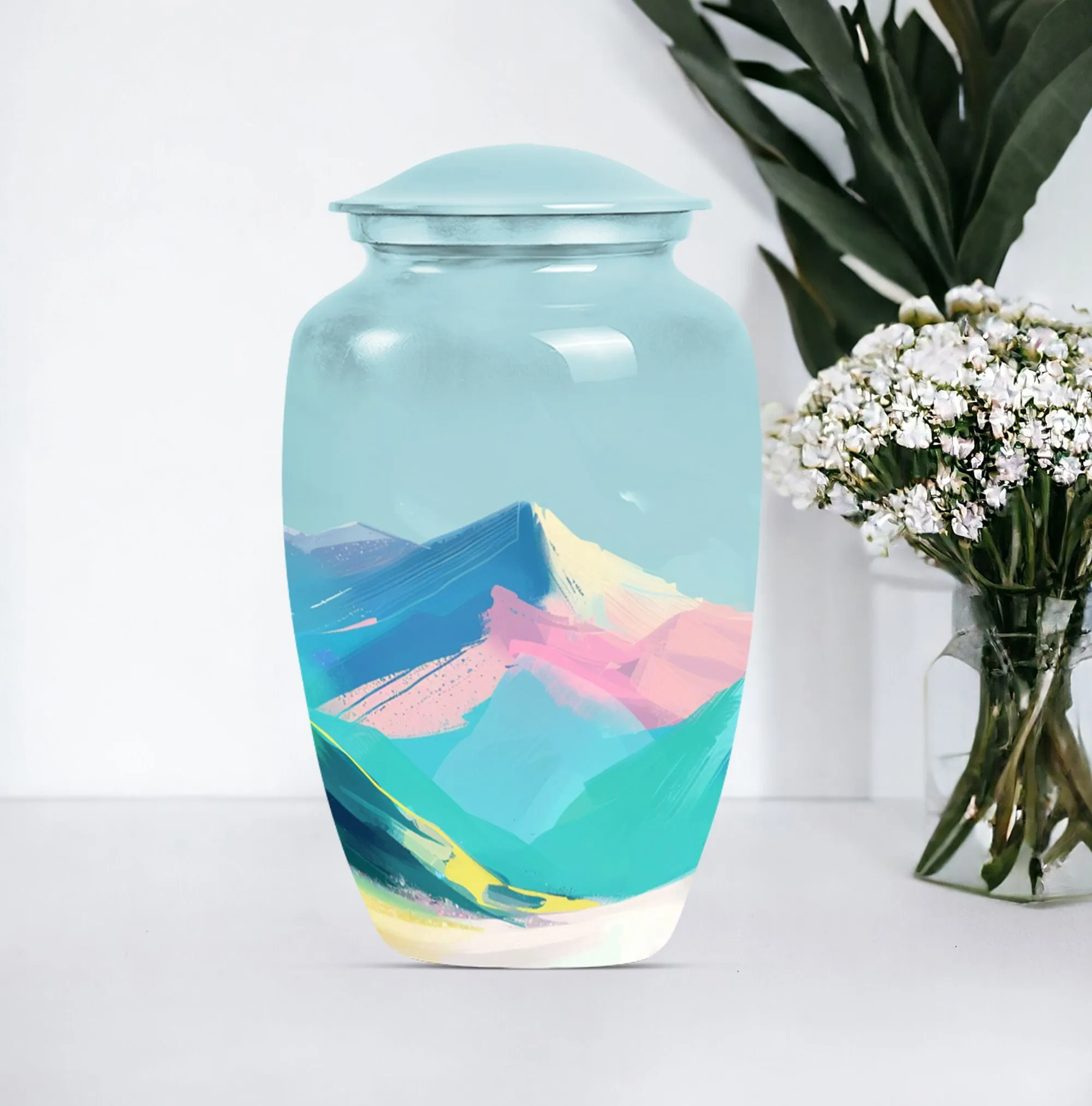 MOUNTAINS Reverence: Purple Meadow Themed Burial Cremation Urn
