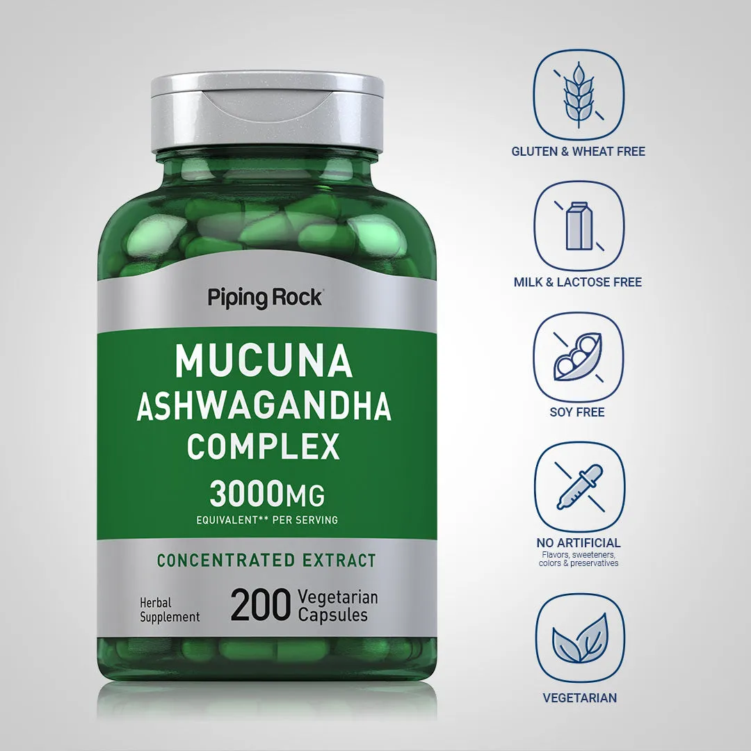 Mucuna Ashwagandha Complex, 3000 mg (per serving), 200 Vegetarian Capsules