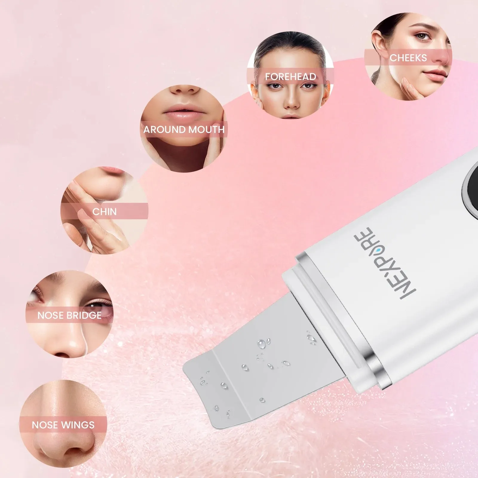NEXPURE Skin Spatula - 4 Modes, Blackhead Remover, Pore Extractor, Deep Cleansing for Facial Skin Care, White