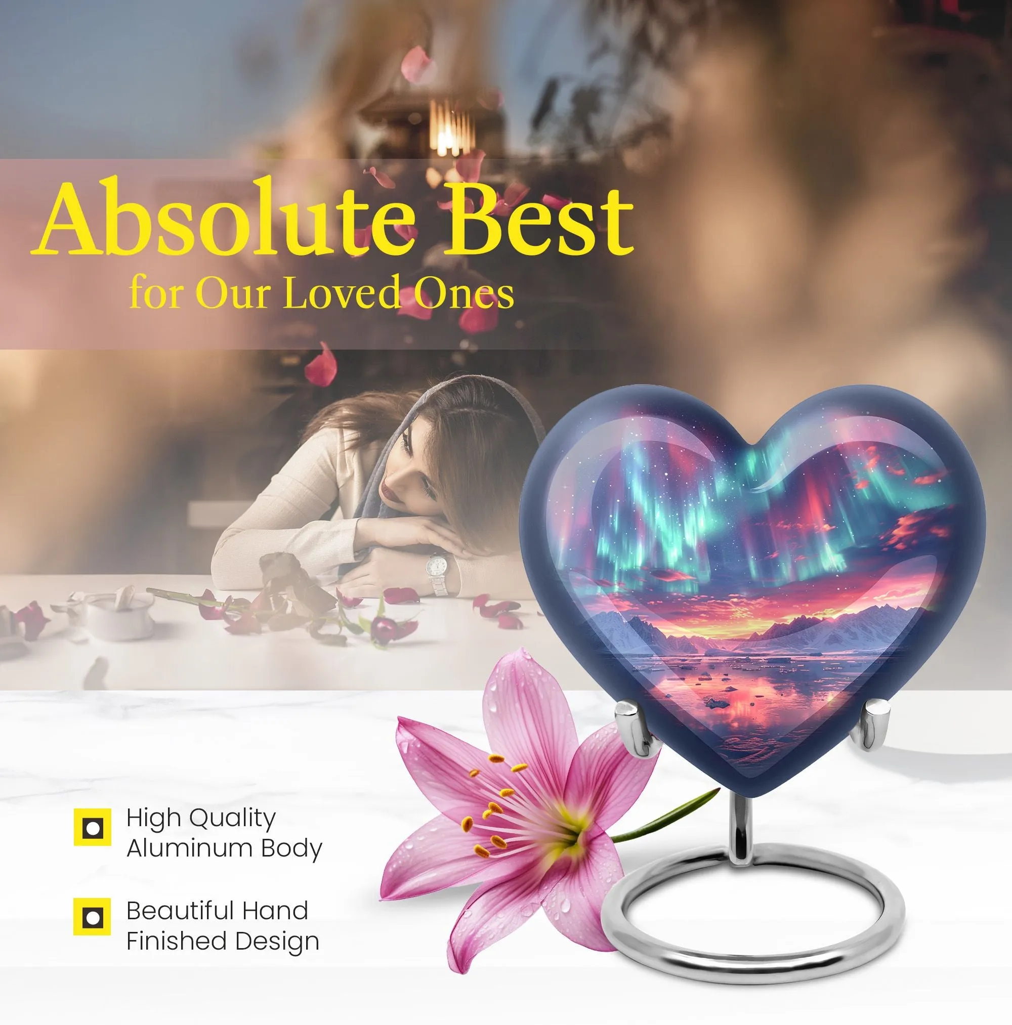 Northern Lights Commemoration: Majestic Cremation Medium Urn