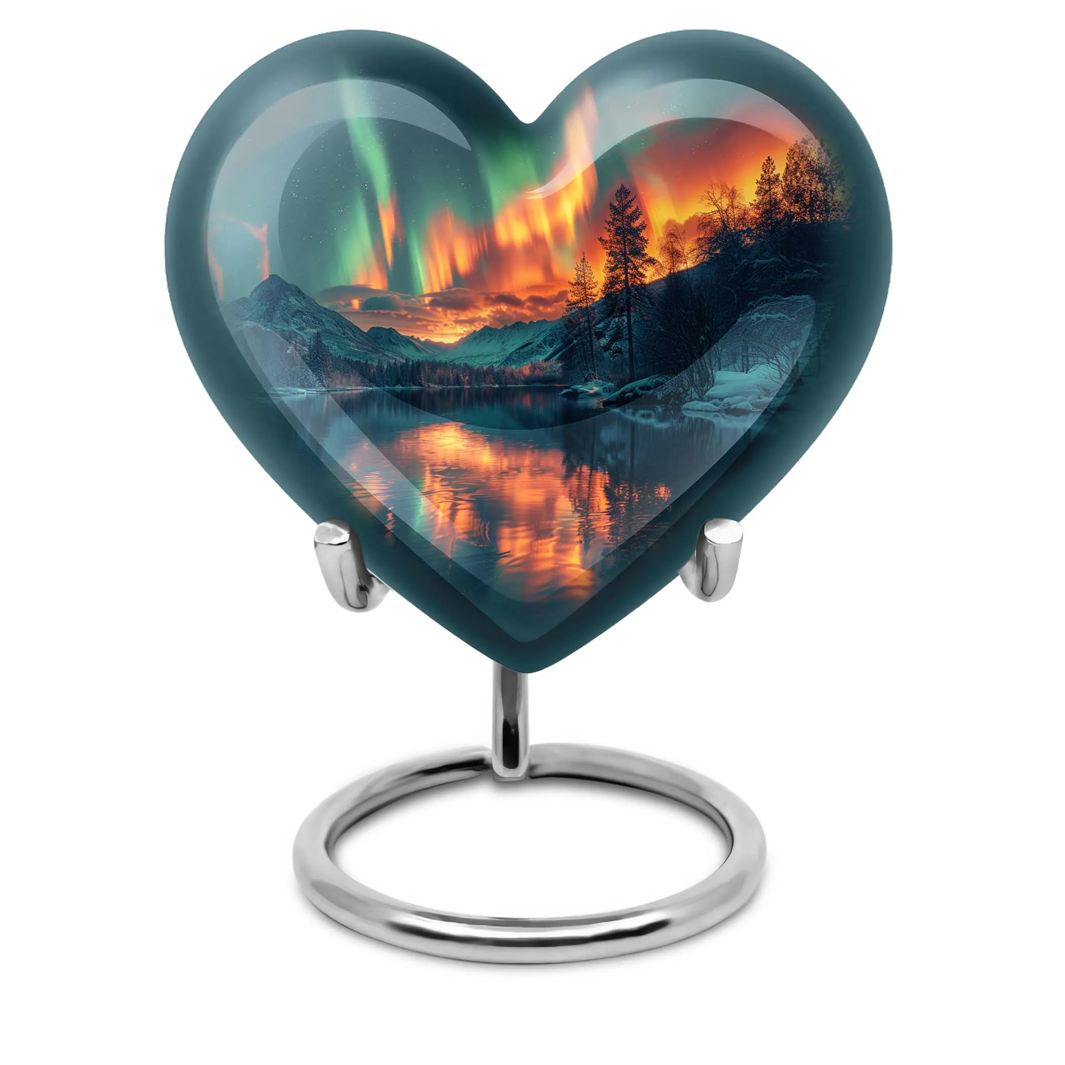 Northern Lights Cremation Urn: Customizable Large Heart-Design for Beloveds