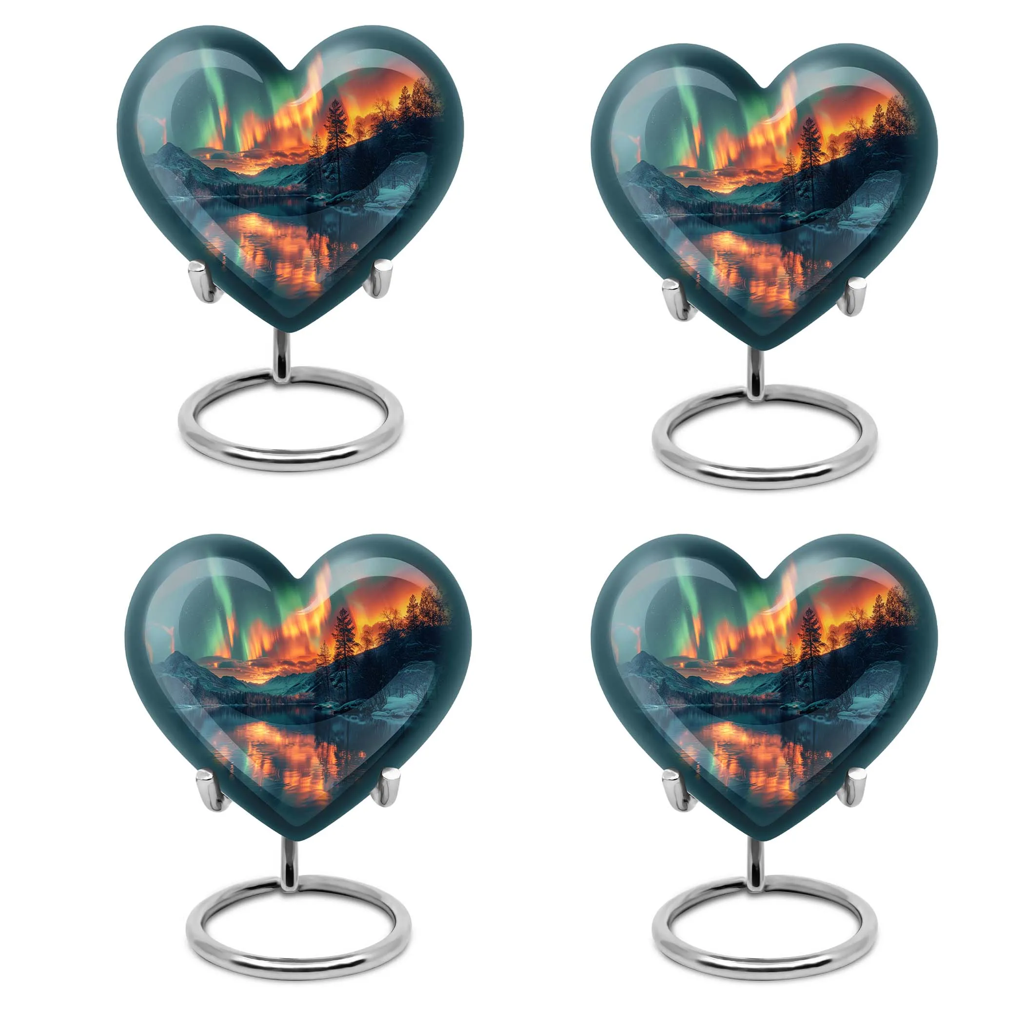 Northern Lights Cremation Urn: Customizable Large Heart-Design for Beloveds