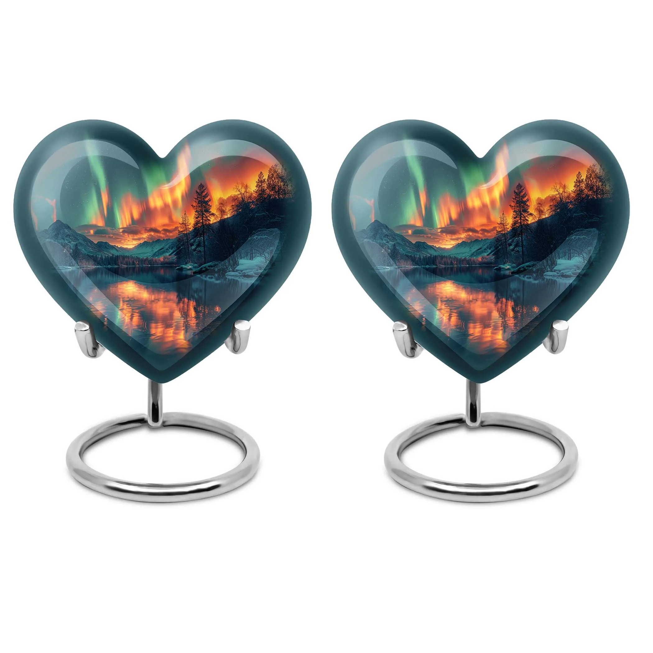 Northern Lights Cremation Urn: Customizable Large Heart-Design for Beloveds