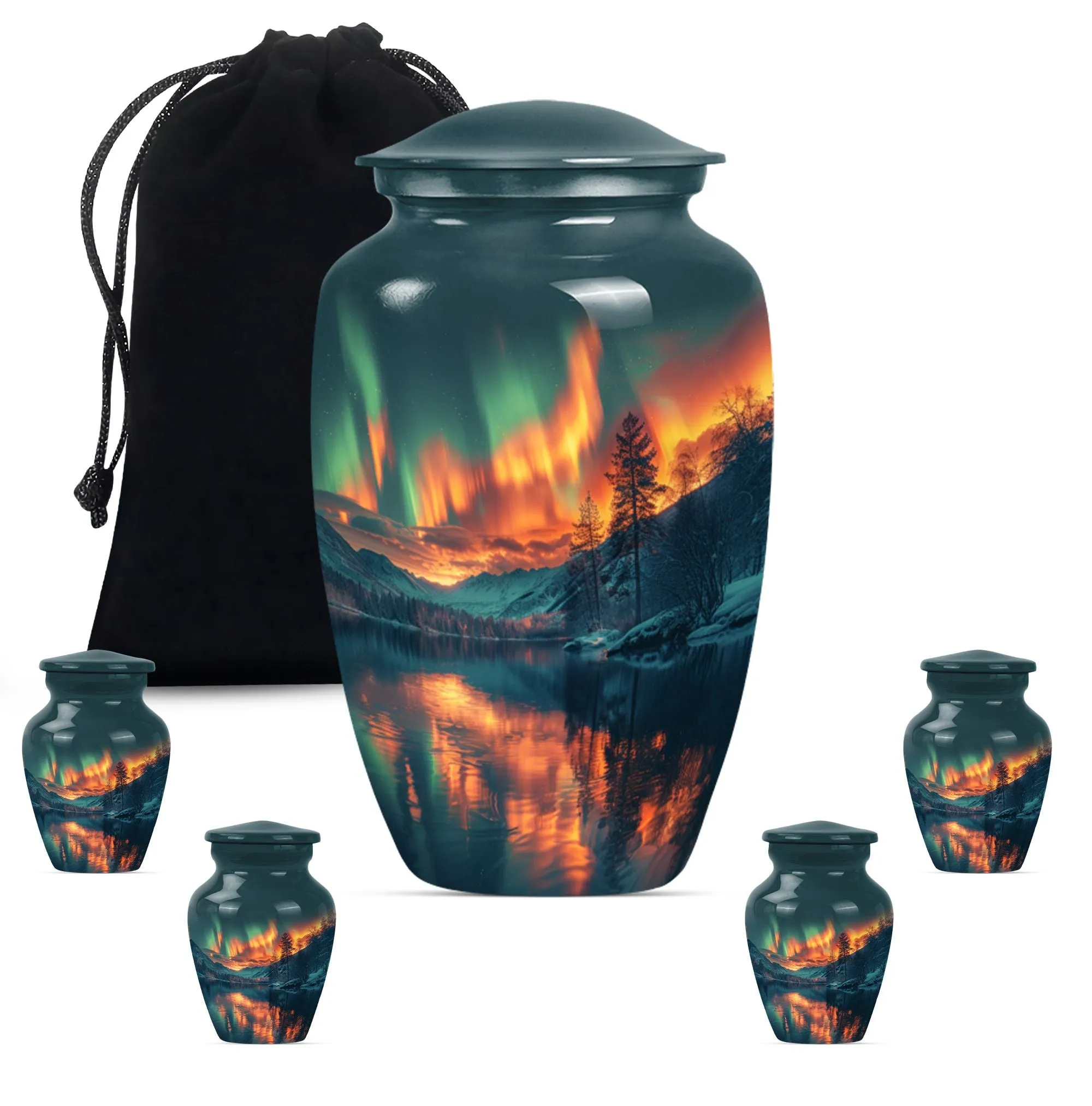 Northern Lights Custom Burial Urn - Cremation Dad Urn For Ashes