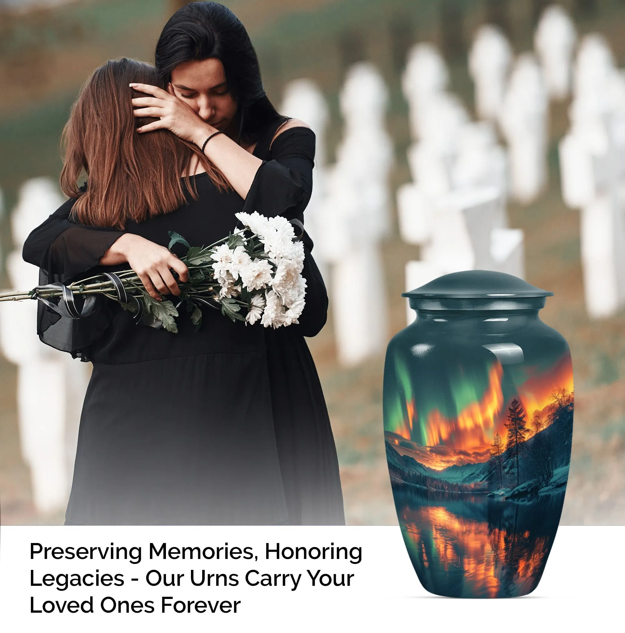Northern Lights Custom Burial Urn - Cremation Dad Urn For Ashes