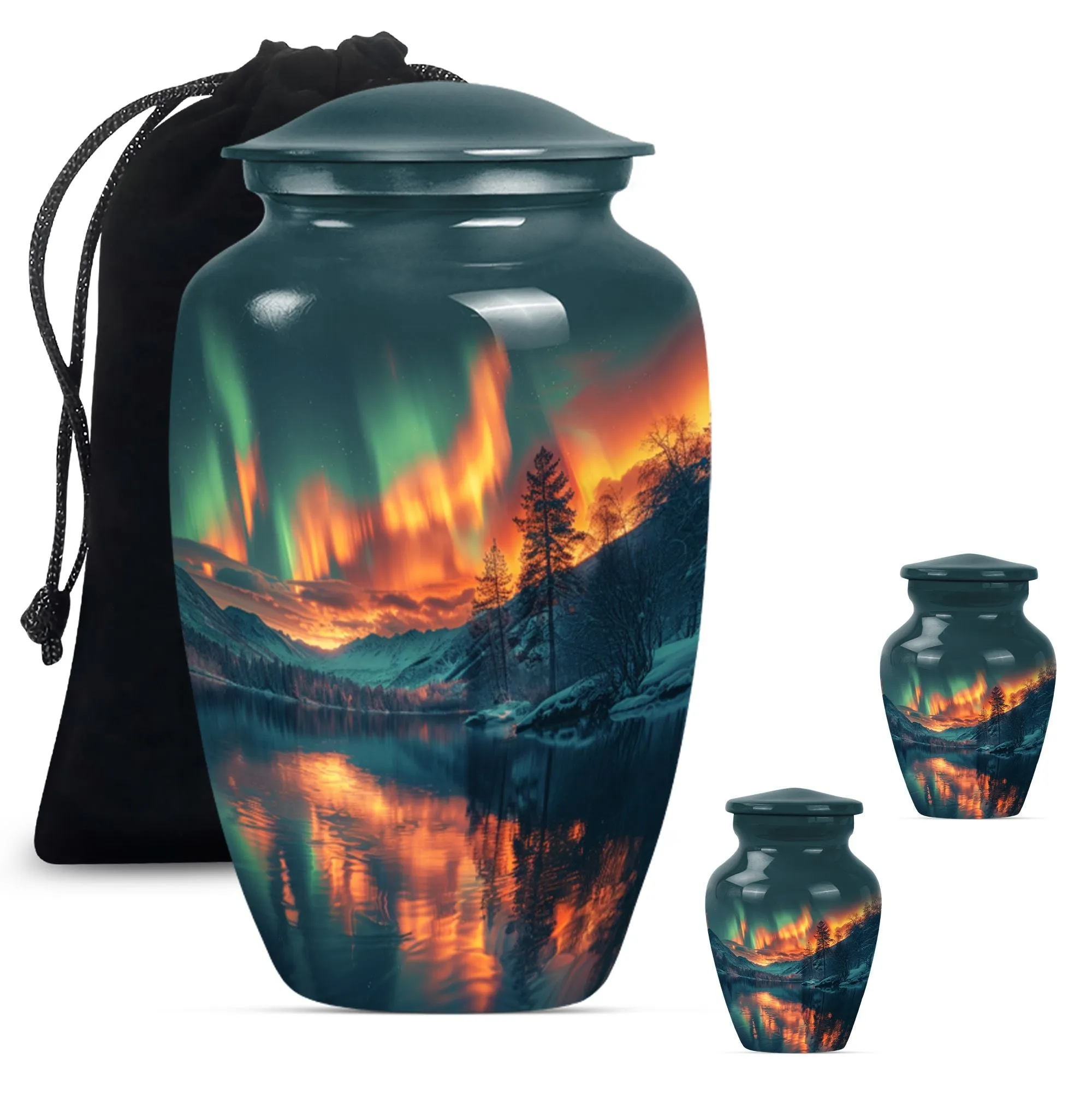 Northern Lights Custom Burial Urn - Cremation Dad Urn For Ashes