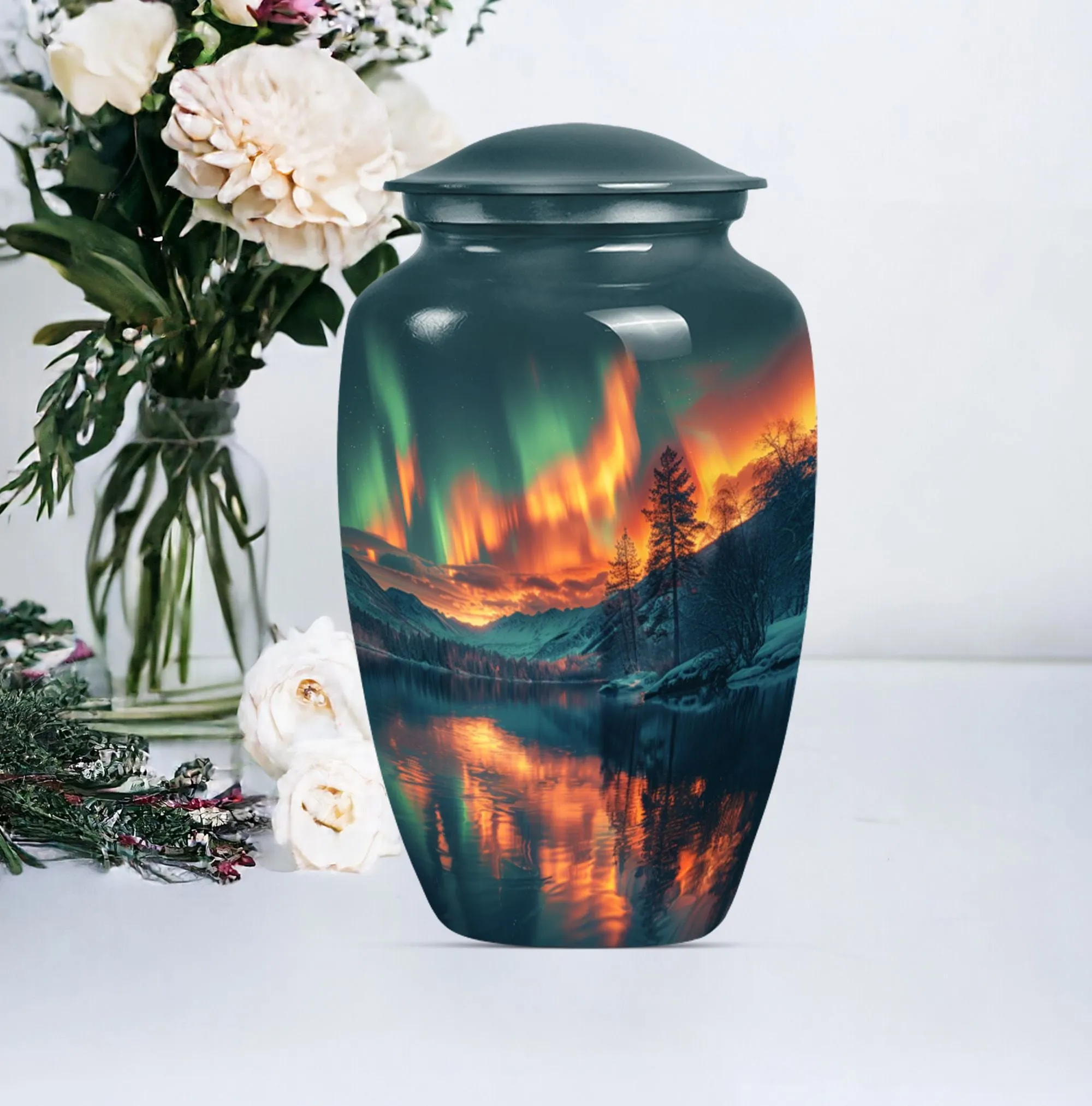 Northern Lights Custom Burial Urn - Cremation Dad Urn For Ashes