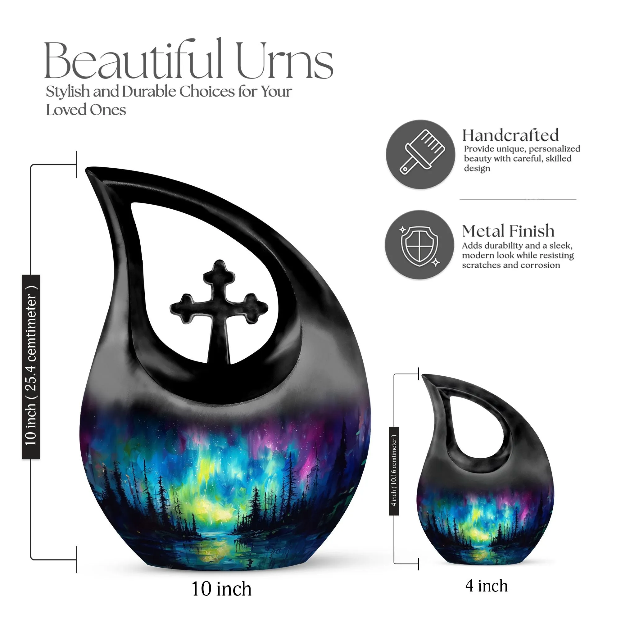 Northern Lights Grace: Personalized Memorial Urn for Adults