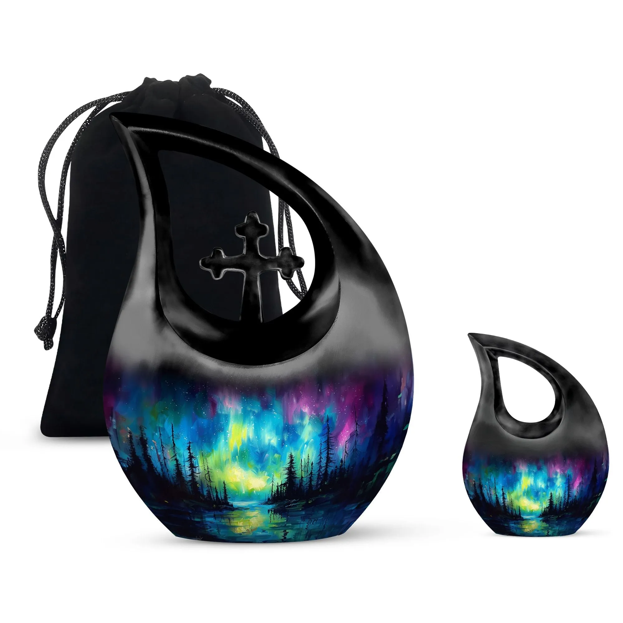 Northern Lights Grace: Personalized Memorial Urn for Adults