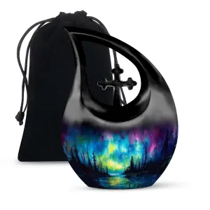 Northern Lights Grace: Personalized Memorial Urn for Adults