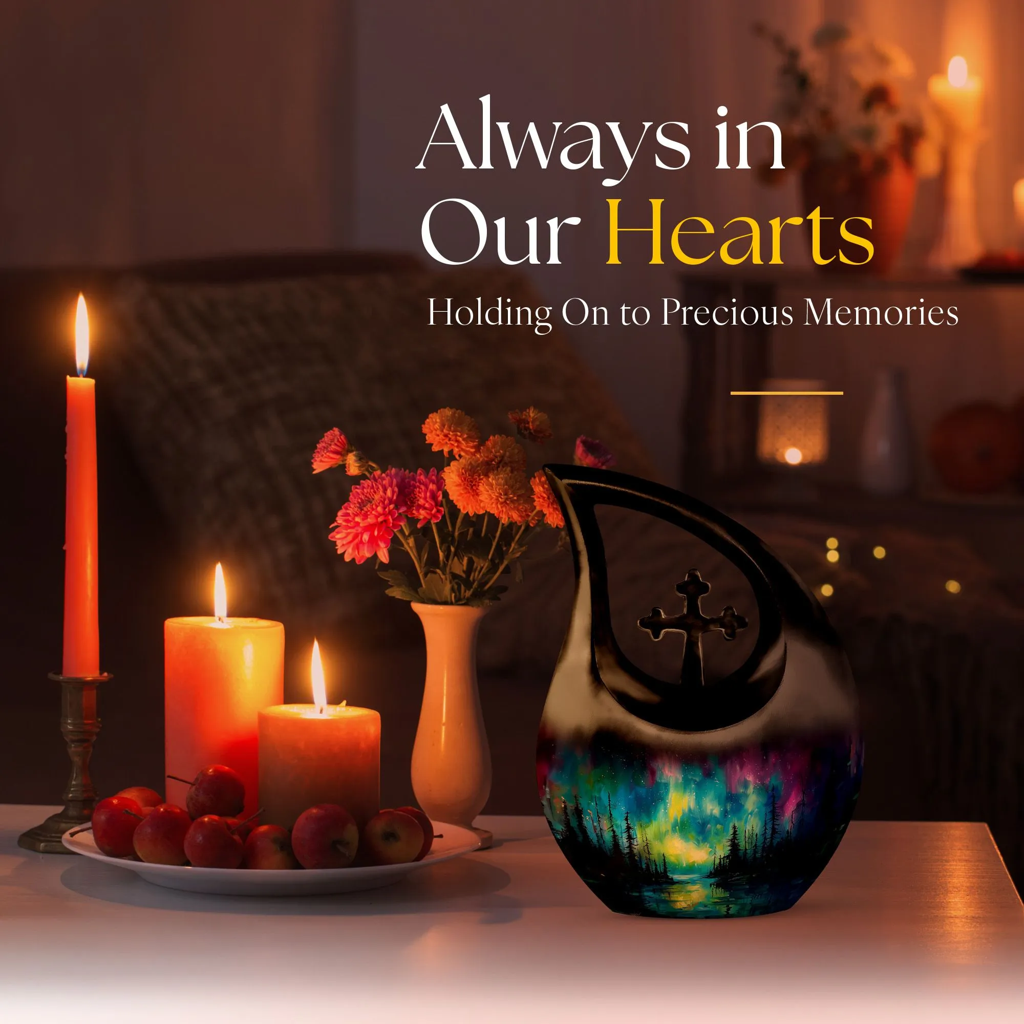 Northern Lights Grace: Personalized Memorial Urn for Adults