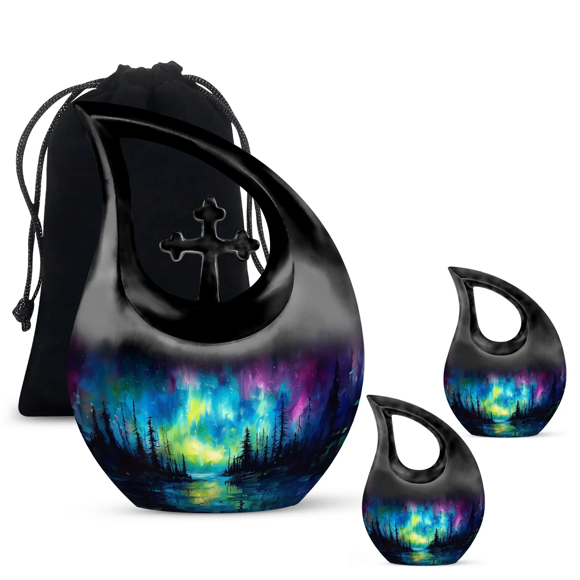 Northern Lights Grace: Personalized Memorial Urn for Adults