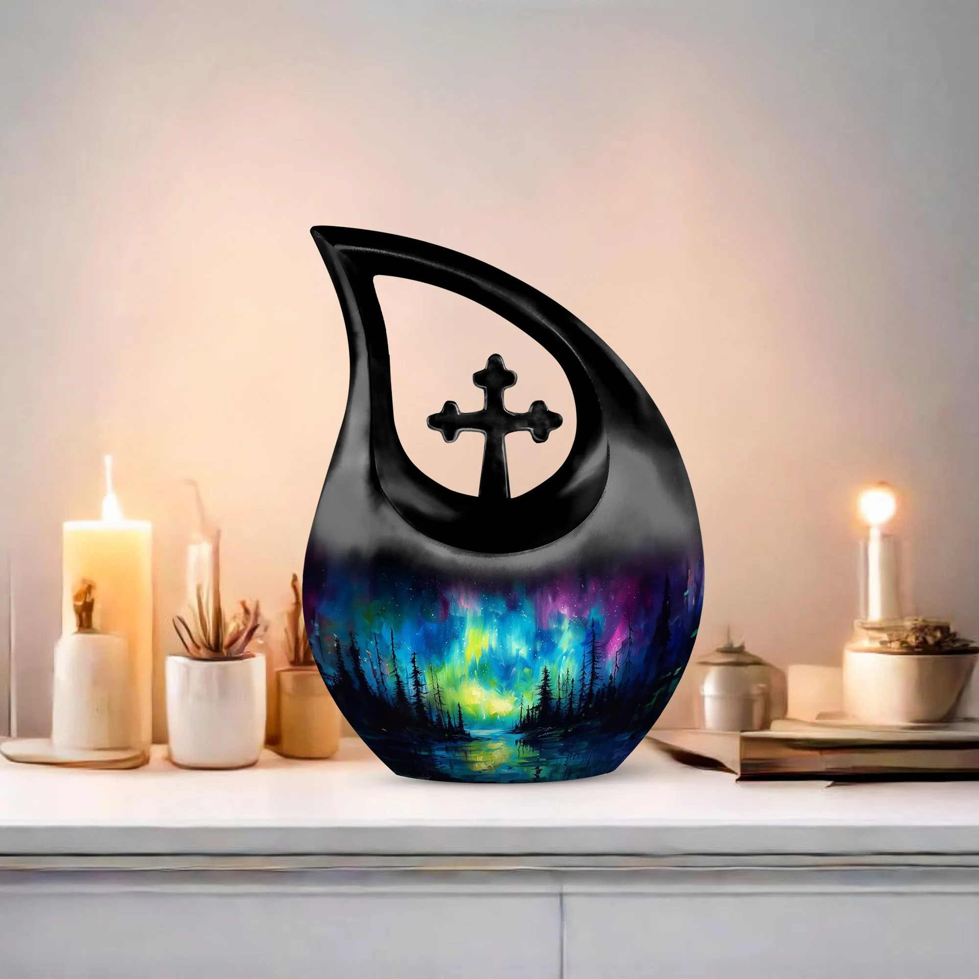 Northern Lights Grace: Personalized Memorial Urn for Adults