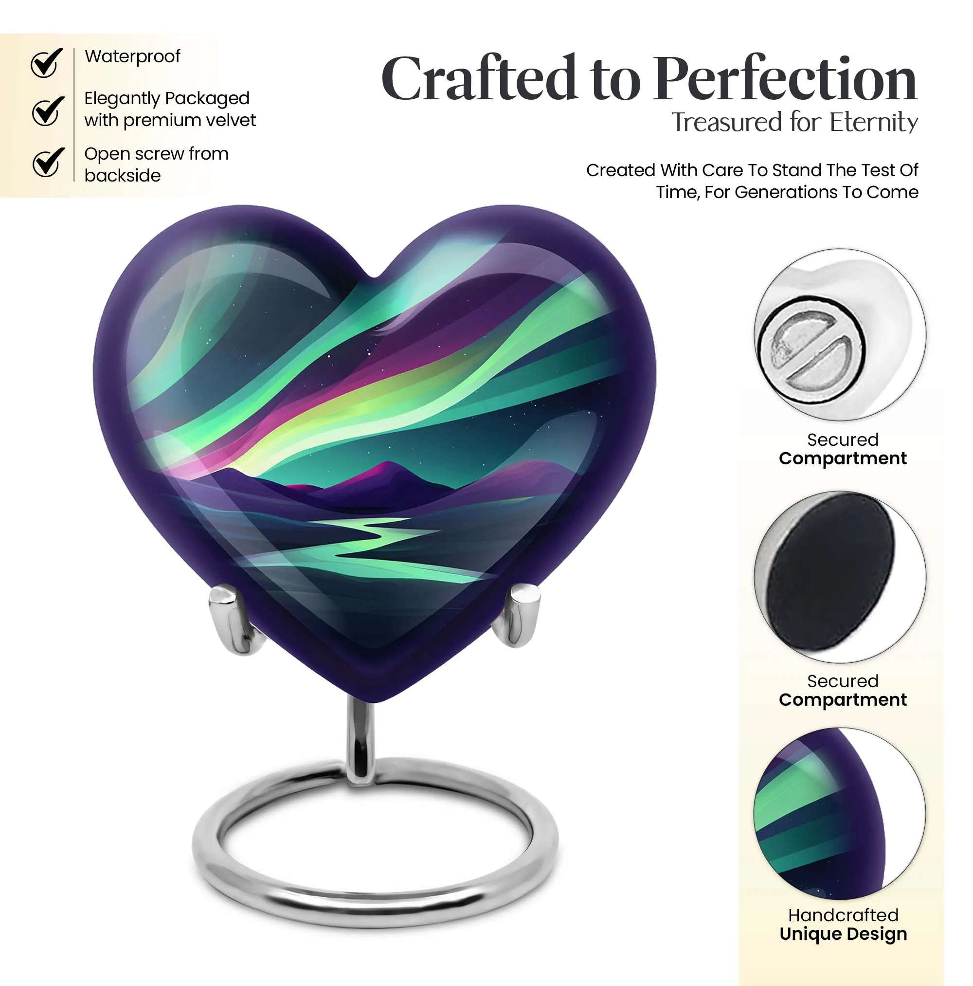 Northern Lights Tribute, Heartfelt Memorial Ash Urn