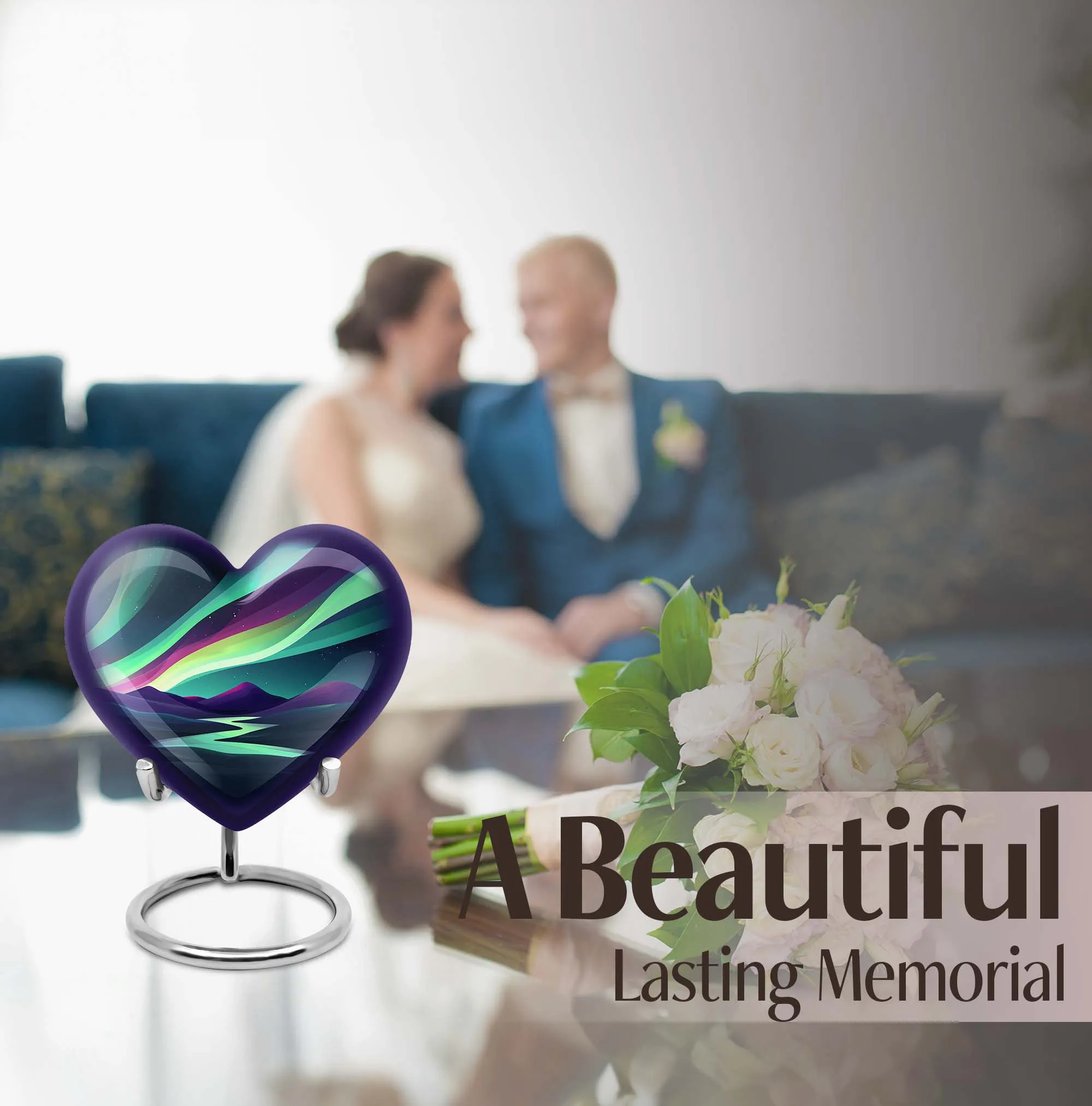 Northern Lights Tribute, Heartfelt Memorial Ash Urn
