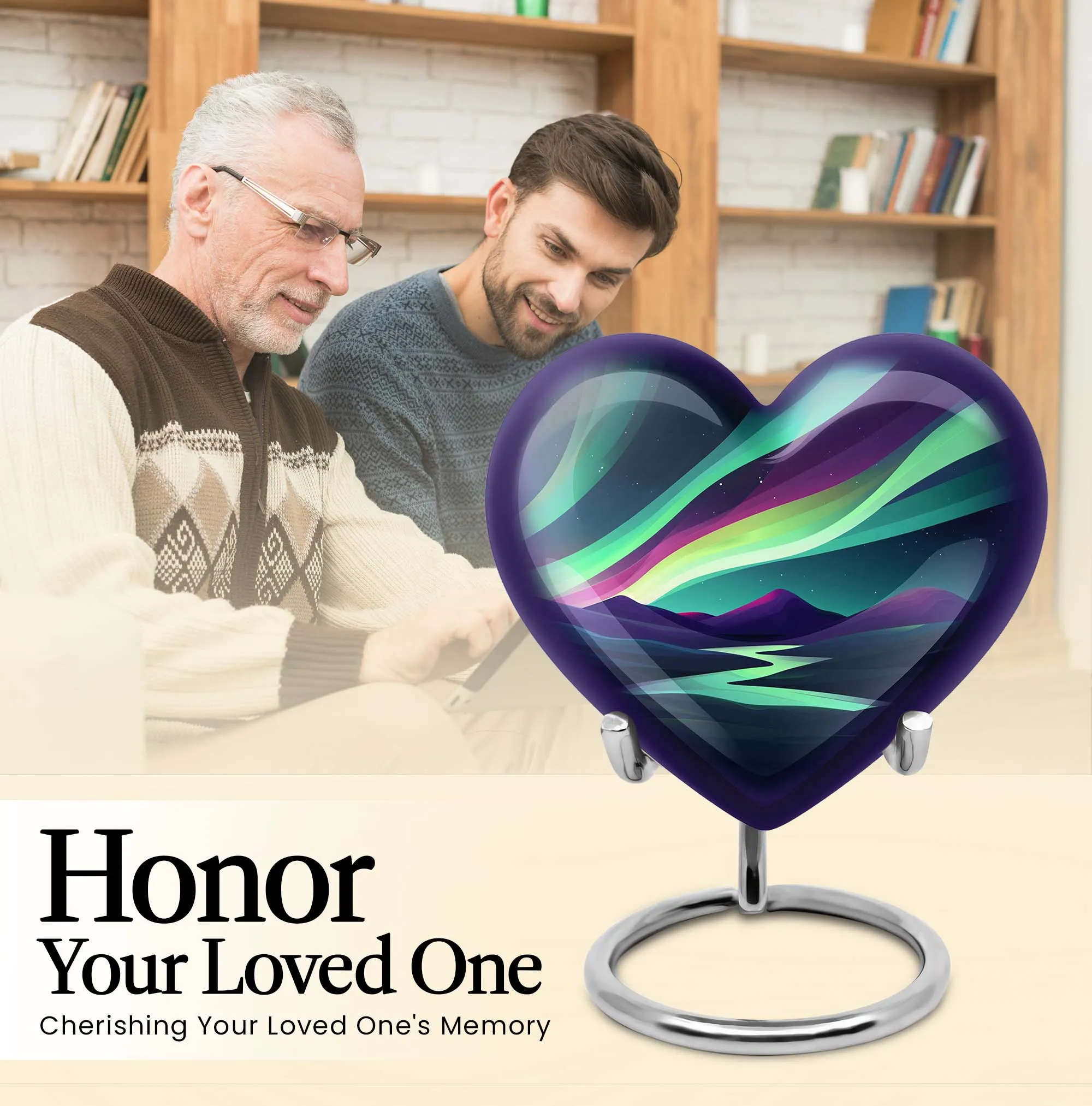 Northern Lights Tribute, Heartfelt Memorial Ash Urn