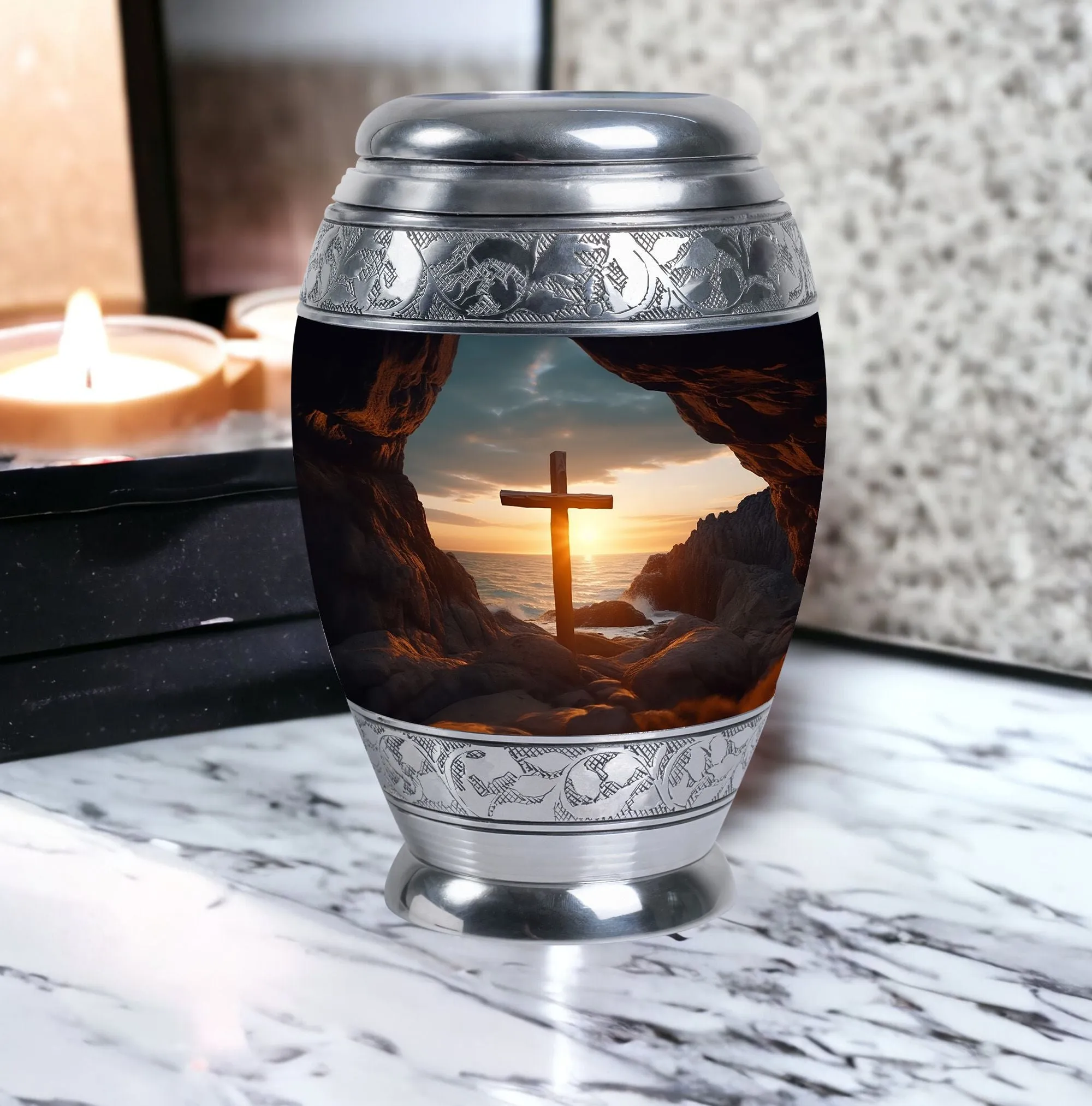 Ocean Jesus Cross, Unique Memorial Cremation Vessel