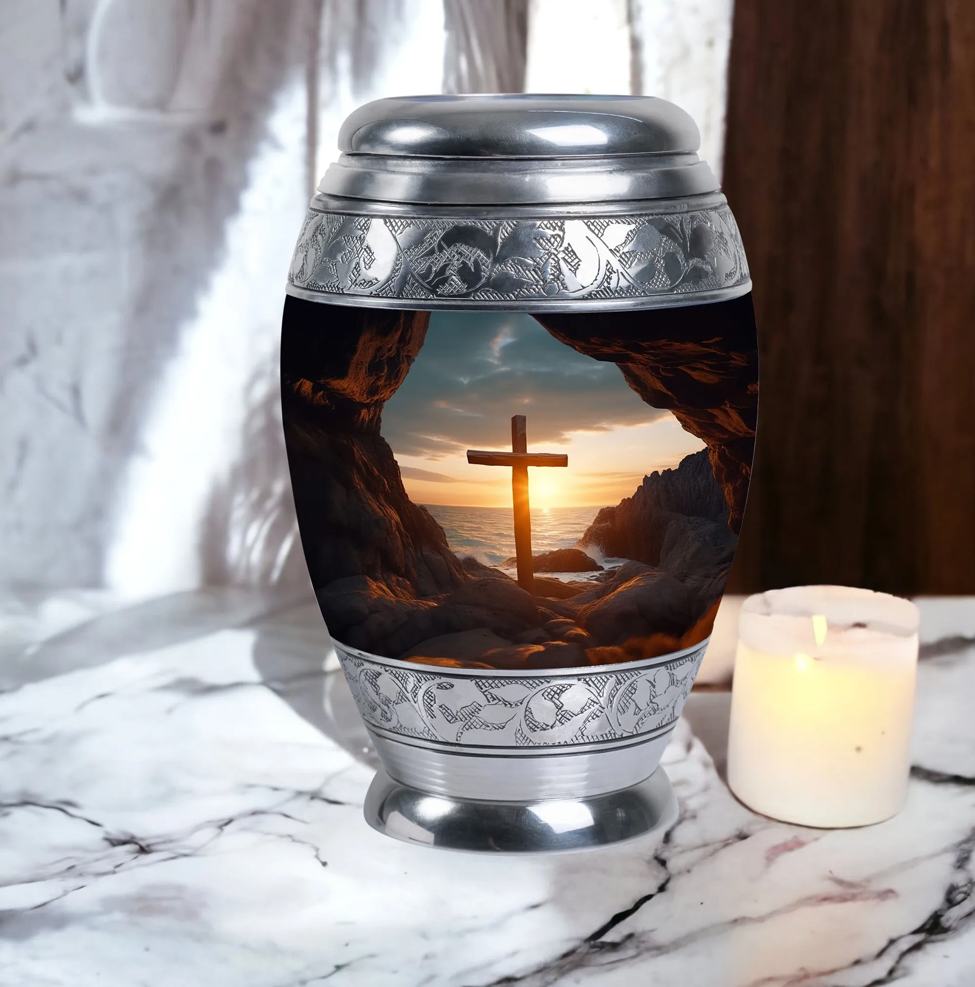 Ocean Jesus Cross, Unique Memorial Cremation Vessel