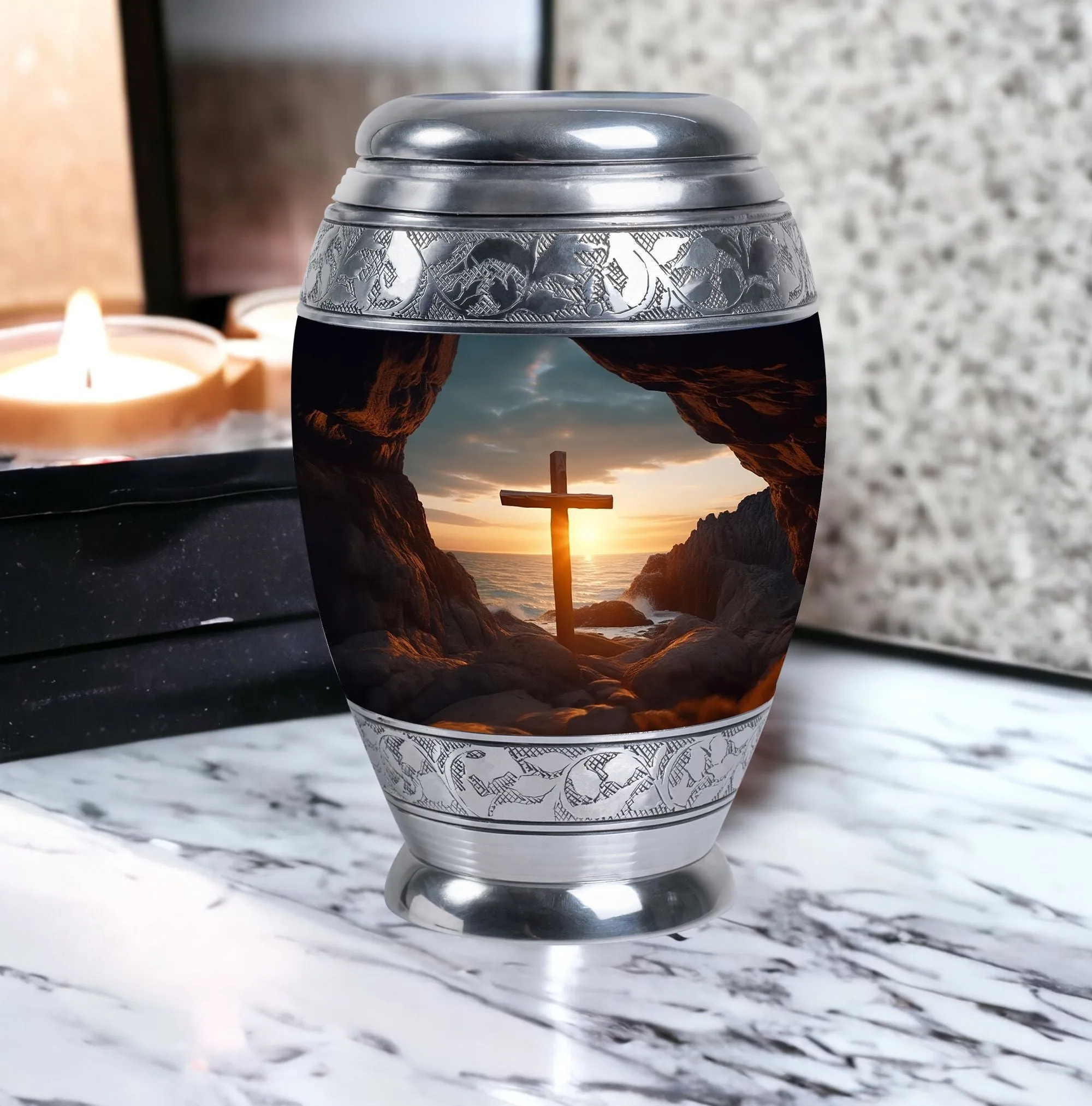 Ocean Jesus Cross, Unique Memorial Cremation Vessel
