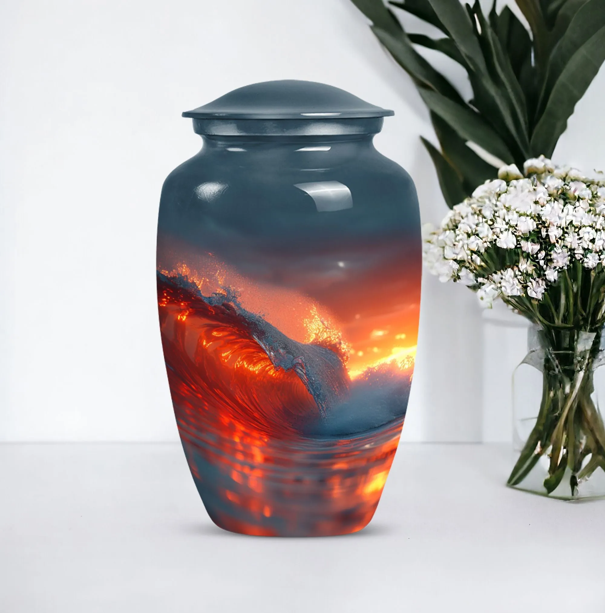 Ocean Waves Theme Cremation Urn for Keepsake Moments