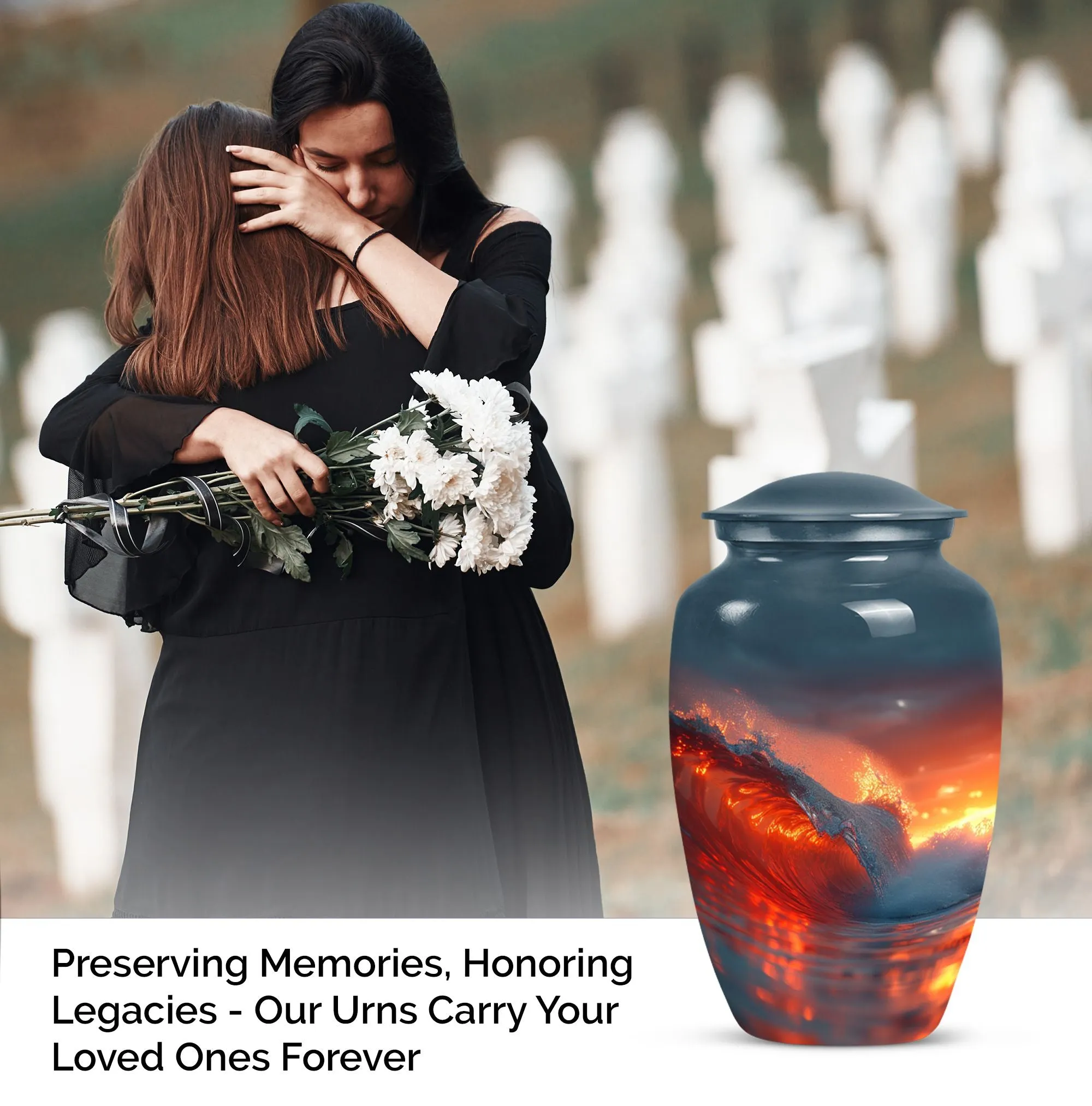 Ocean Waves Theme Cremation Urn for Keepsake Moments