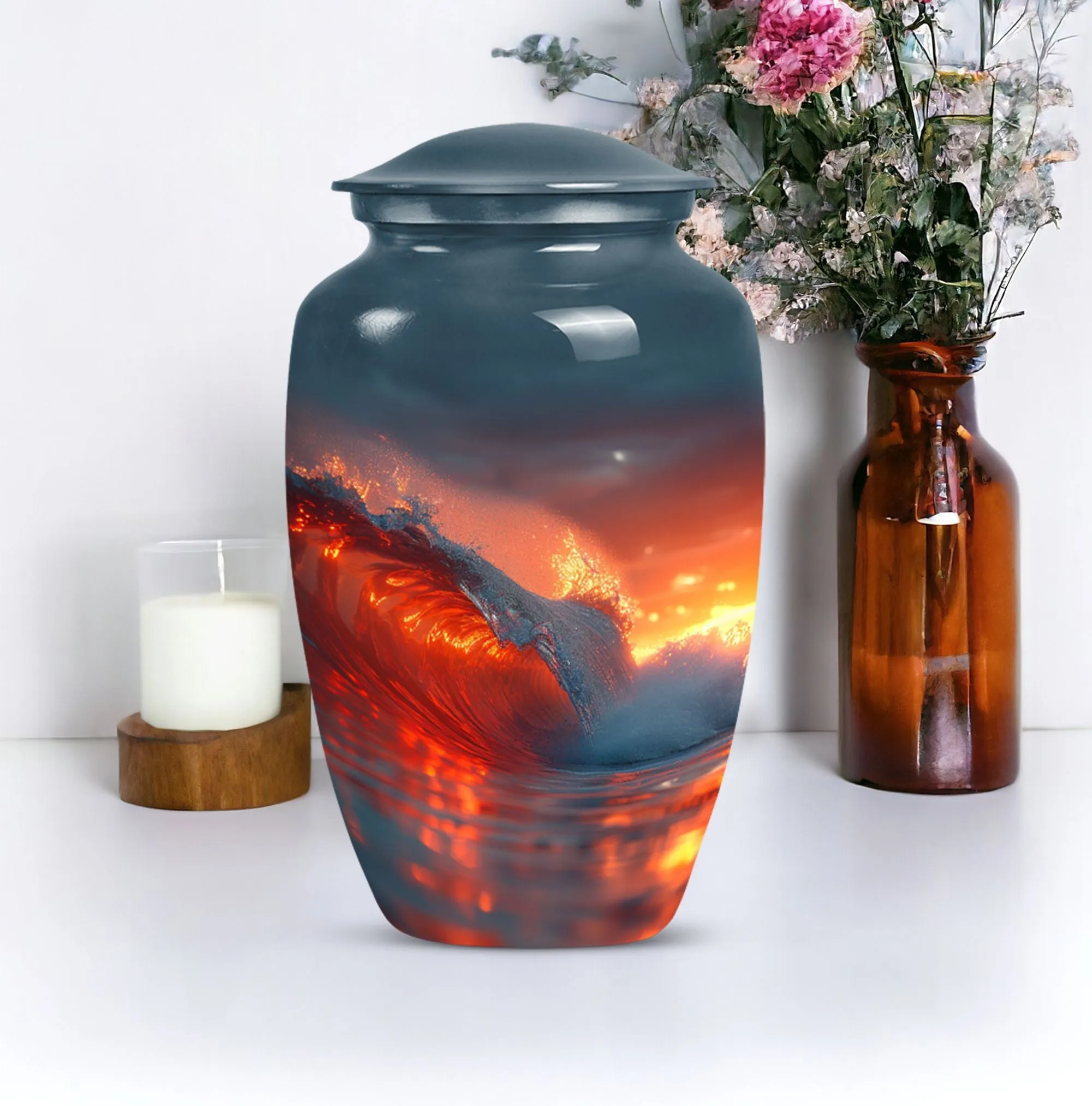 Ocean Waves Theme Cremation Urn for Keepsake Moments
