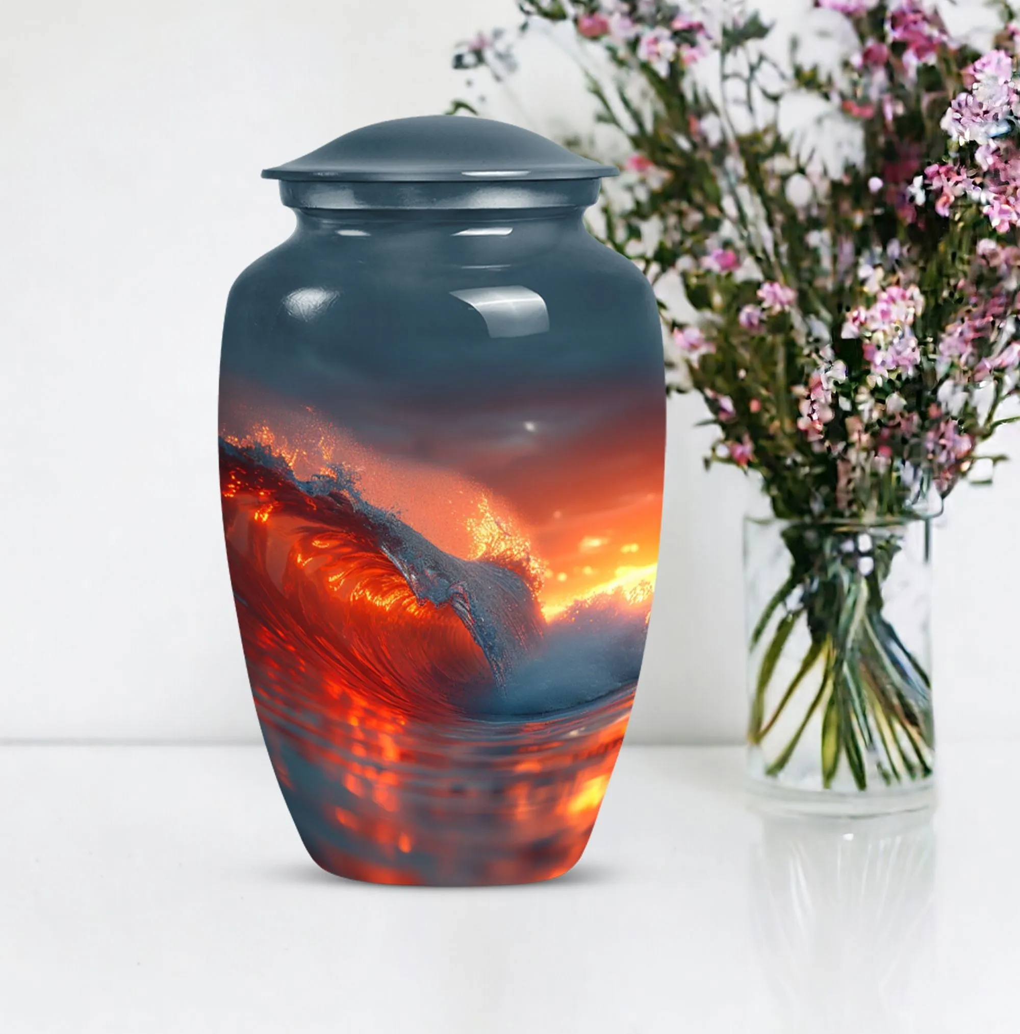 Ocean Waves Theme Cremation Urn for Keepsake Moments