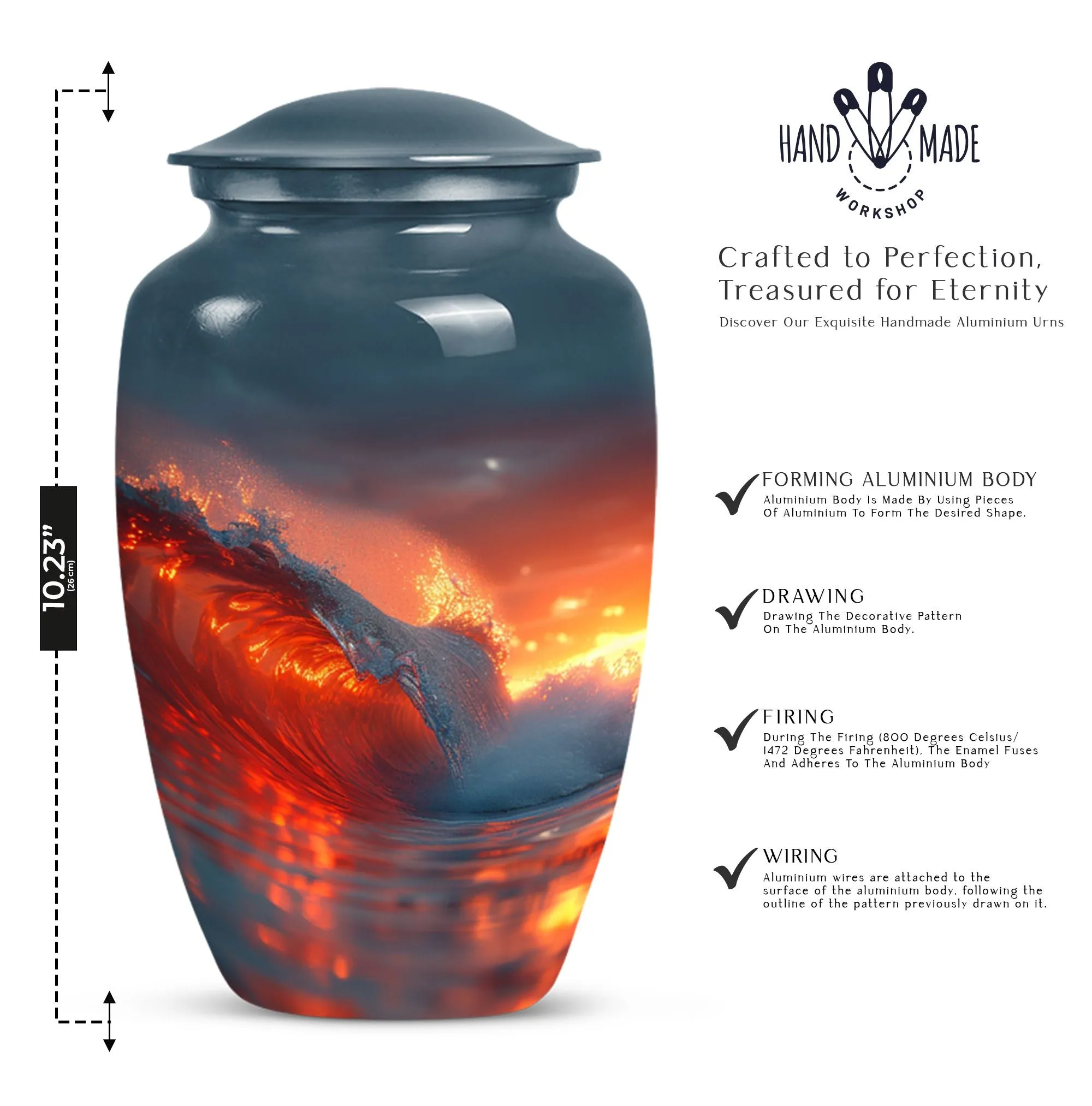 Ocean Waves Theme Cremation Urn for Keepsake Moments