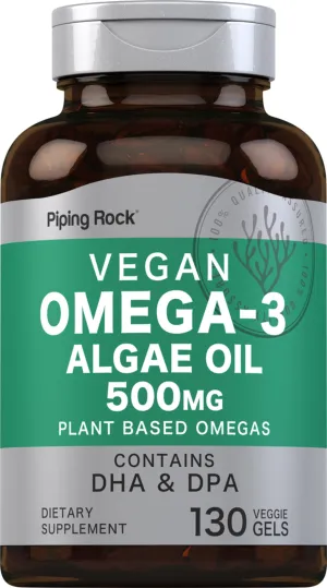 Omega-3 Algae Oil Vegan, 500 mg, 130 Veggie Gels