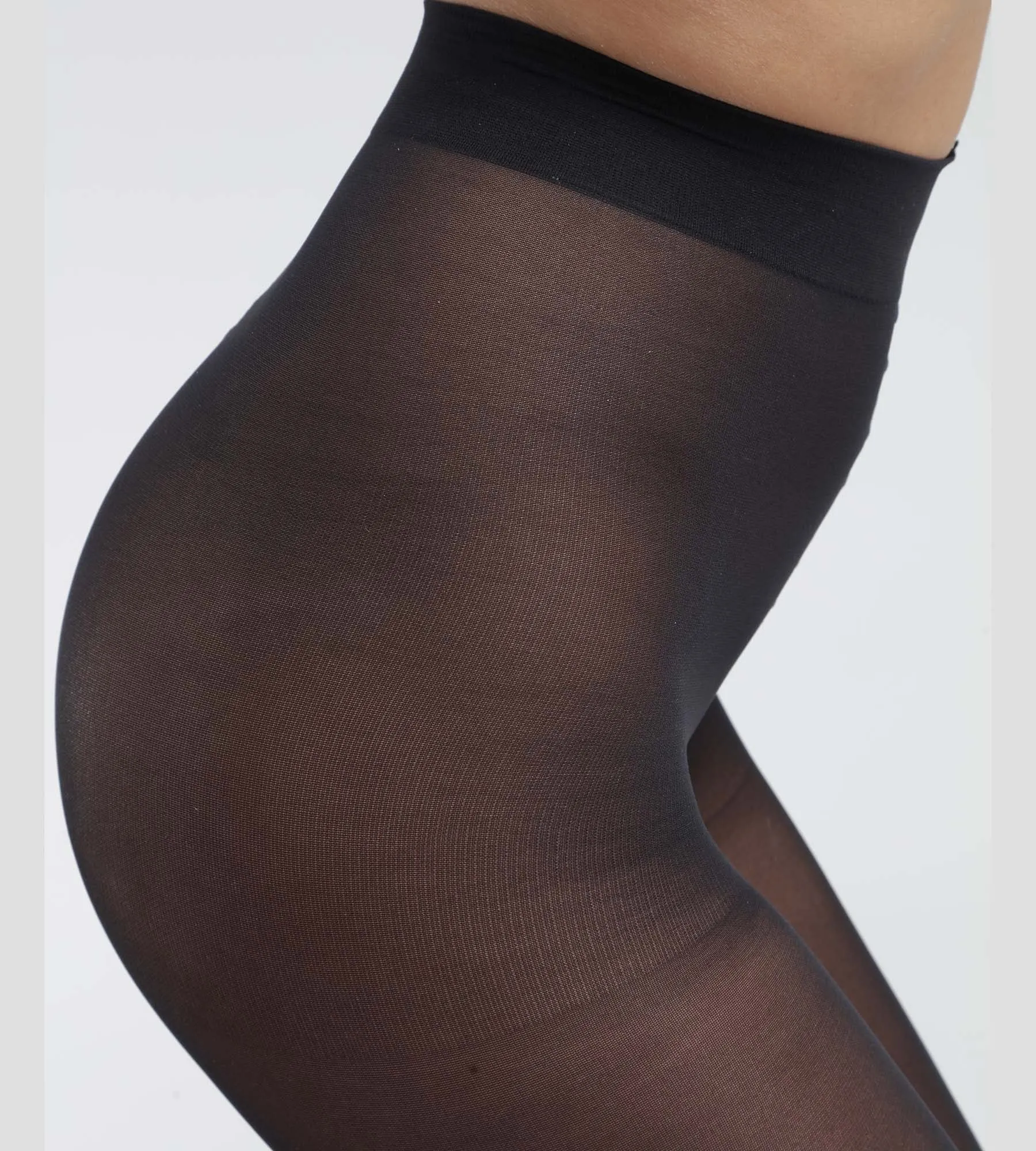 Opaque 50 denier black tights made from recycled yarns Dim Good
