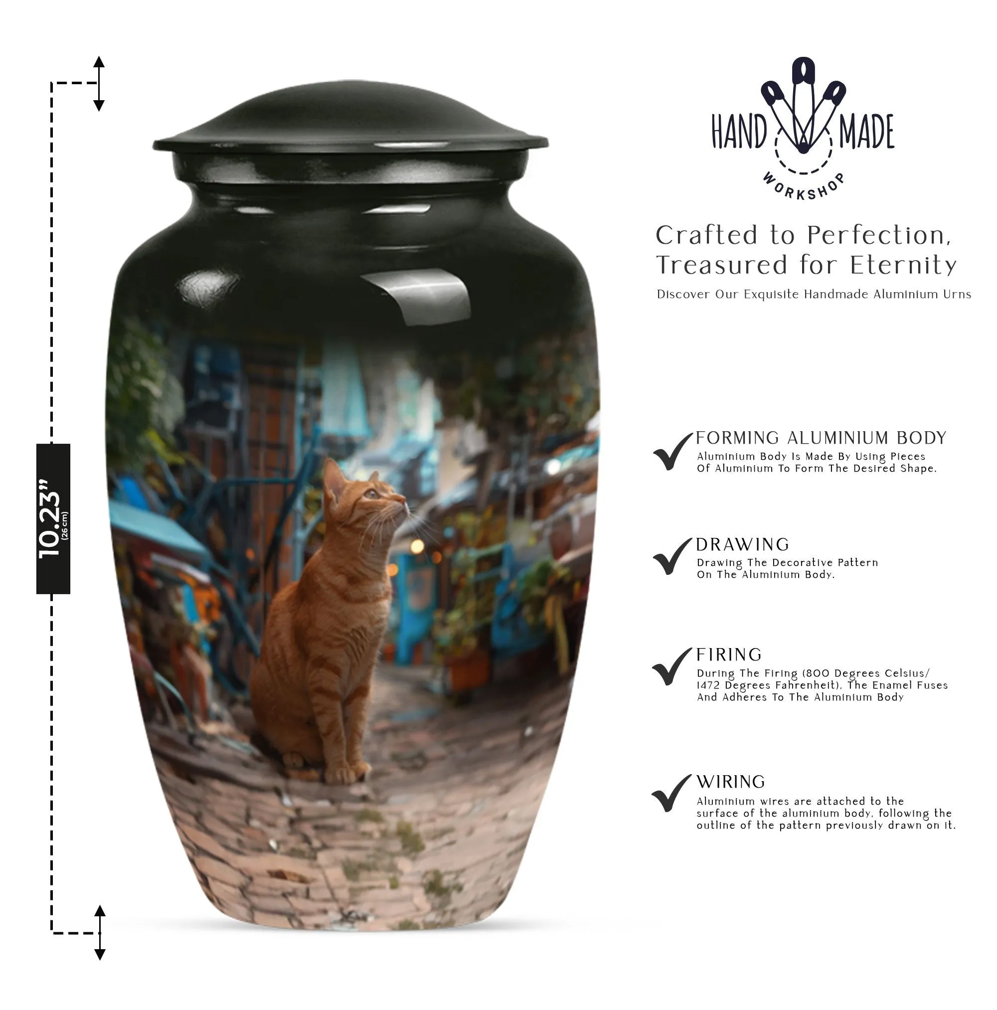 Orange Cat Themed Cremation Urn for Loving Memories