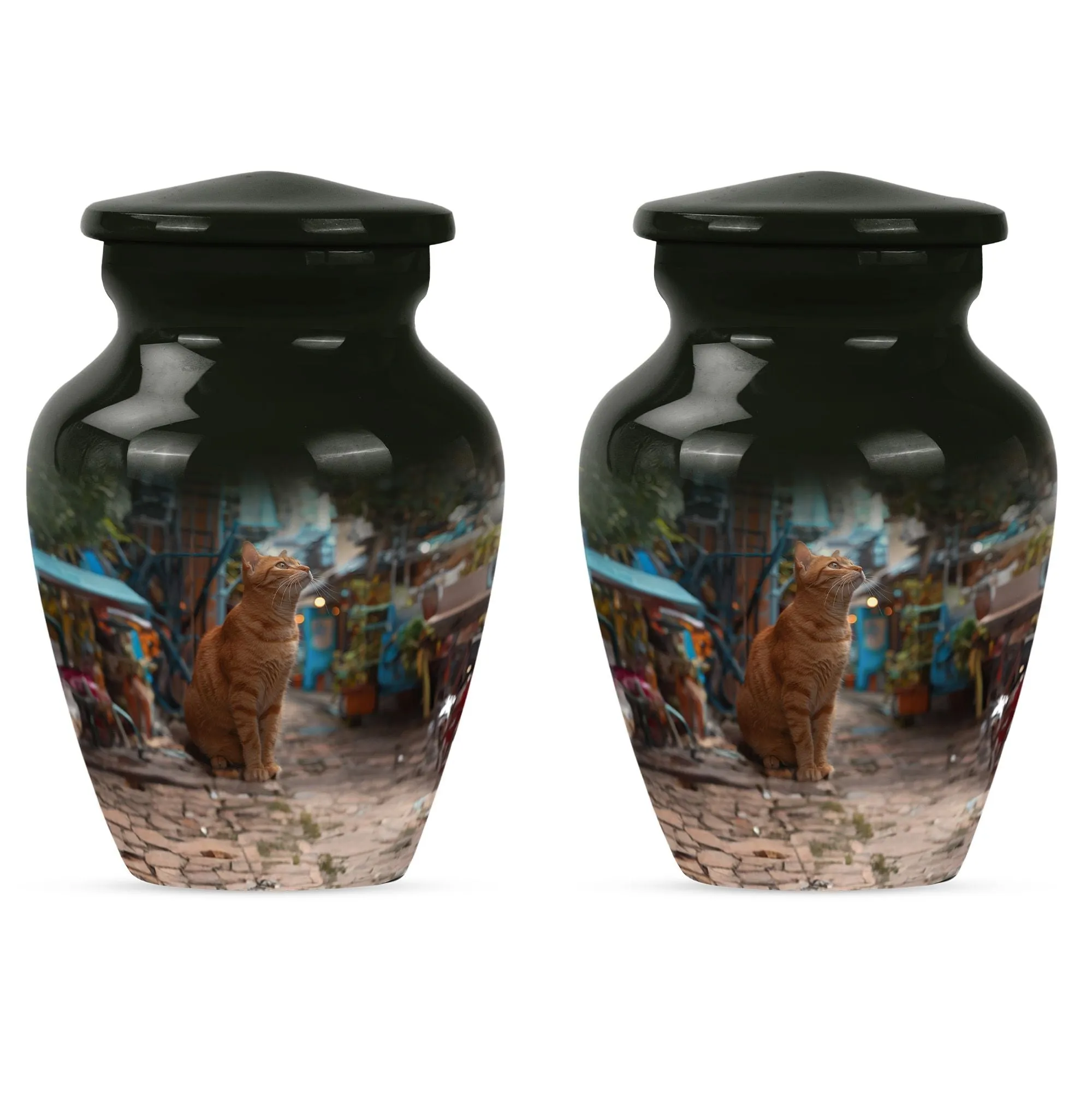 Orange Cat Themed Cremation Urn for Loving Memories