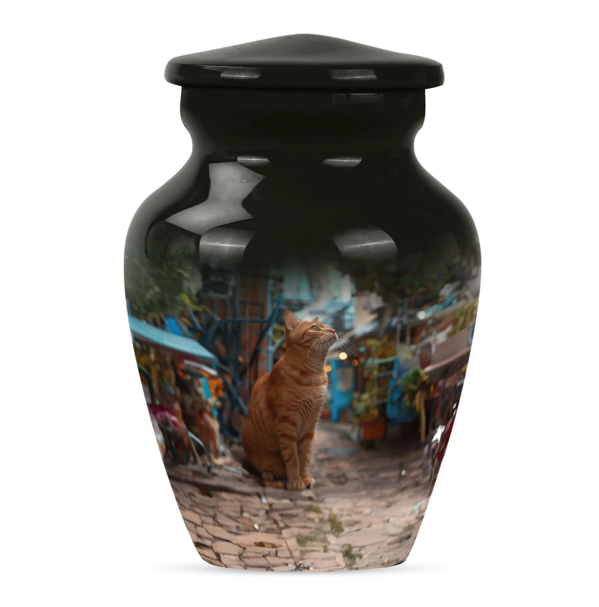 Orange Cat Themed Cremation Urn for Loving Memories