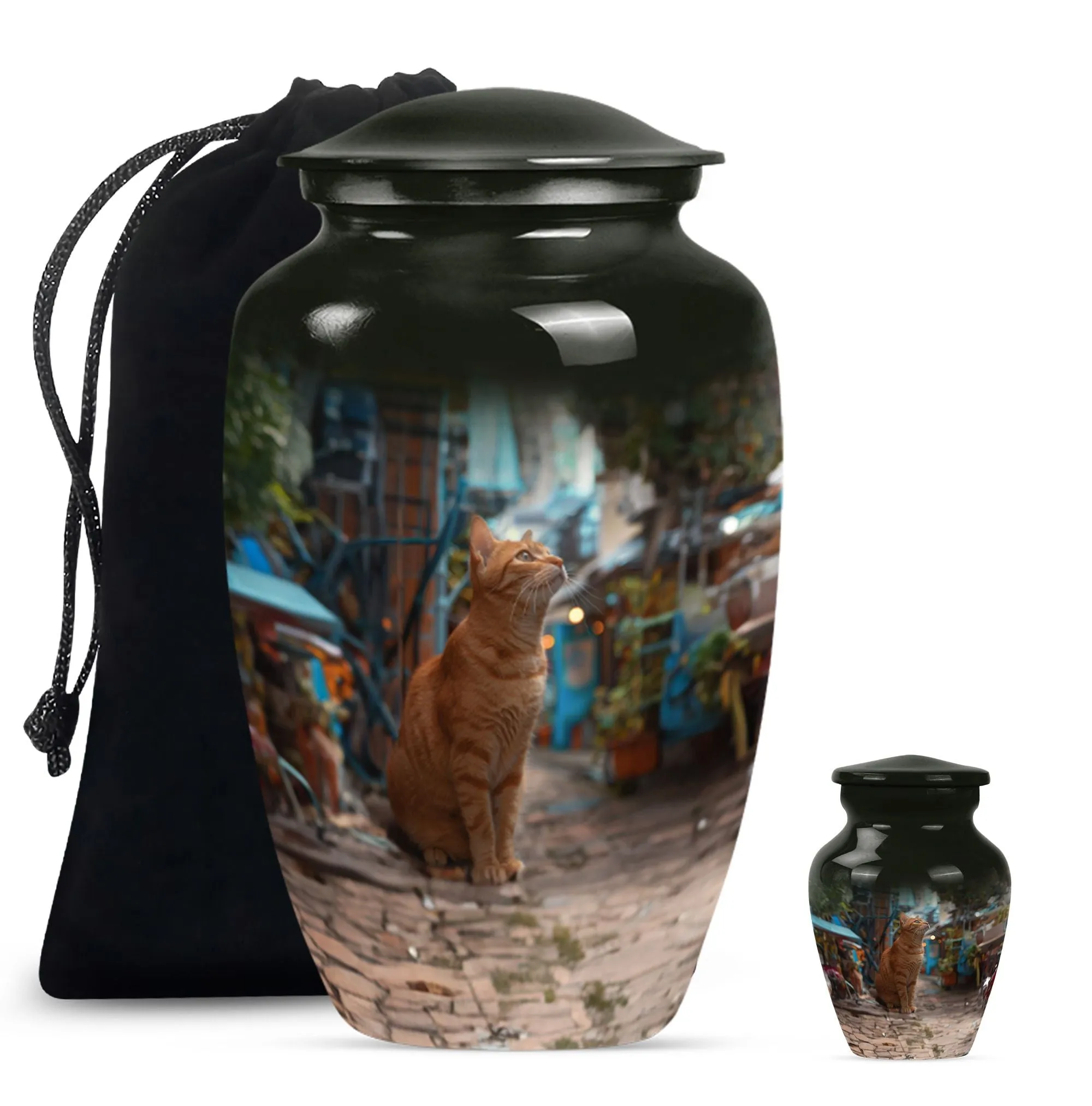 Orange Cat Themed Cremation Urn for Loving Memories