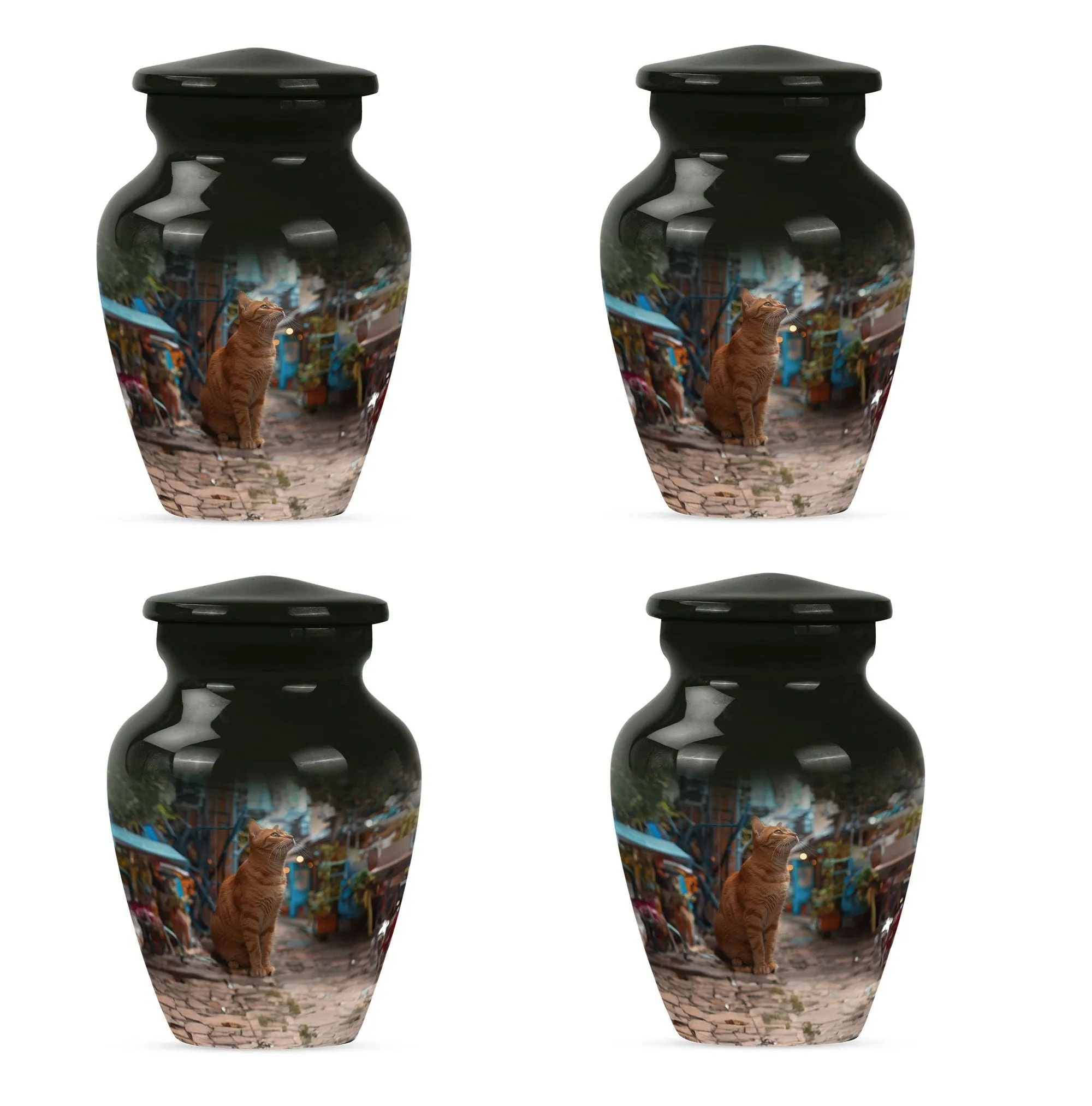 Orange Cat Themed Cremation Urn for Loving Memories