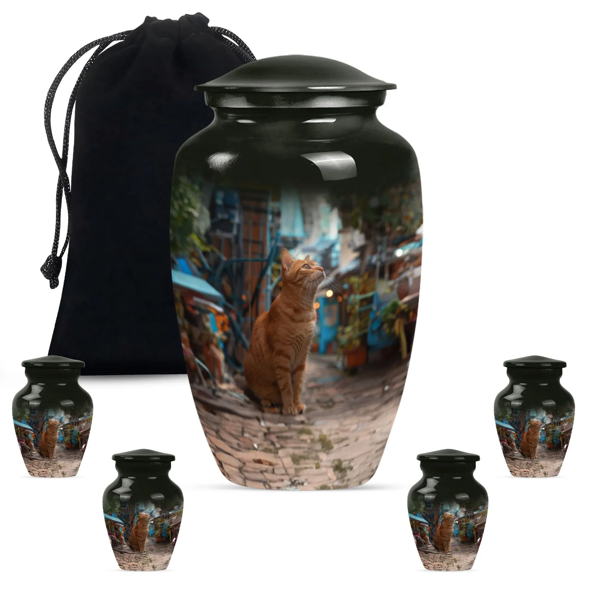 Orange Cat Themed Cremation Urn for Loving Memories