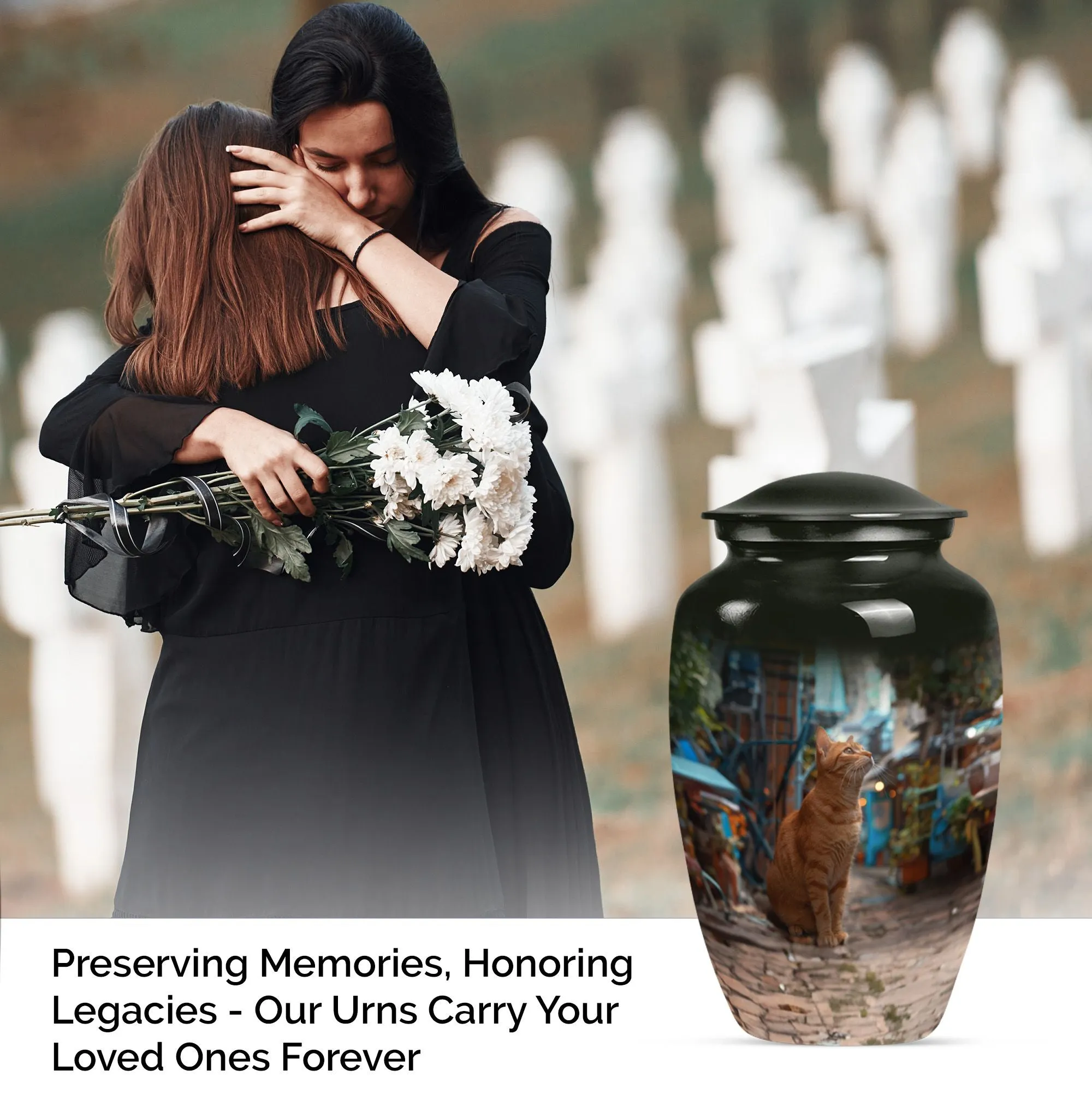 Orange Cat Themed Cremation Urn for Loving Memories