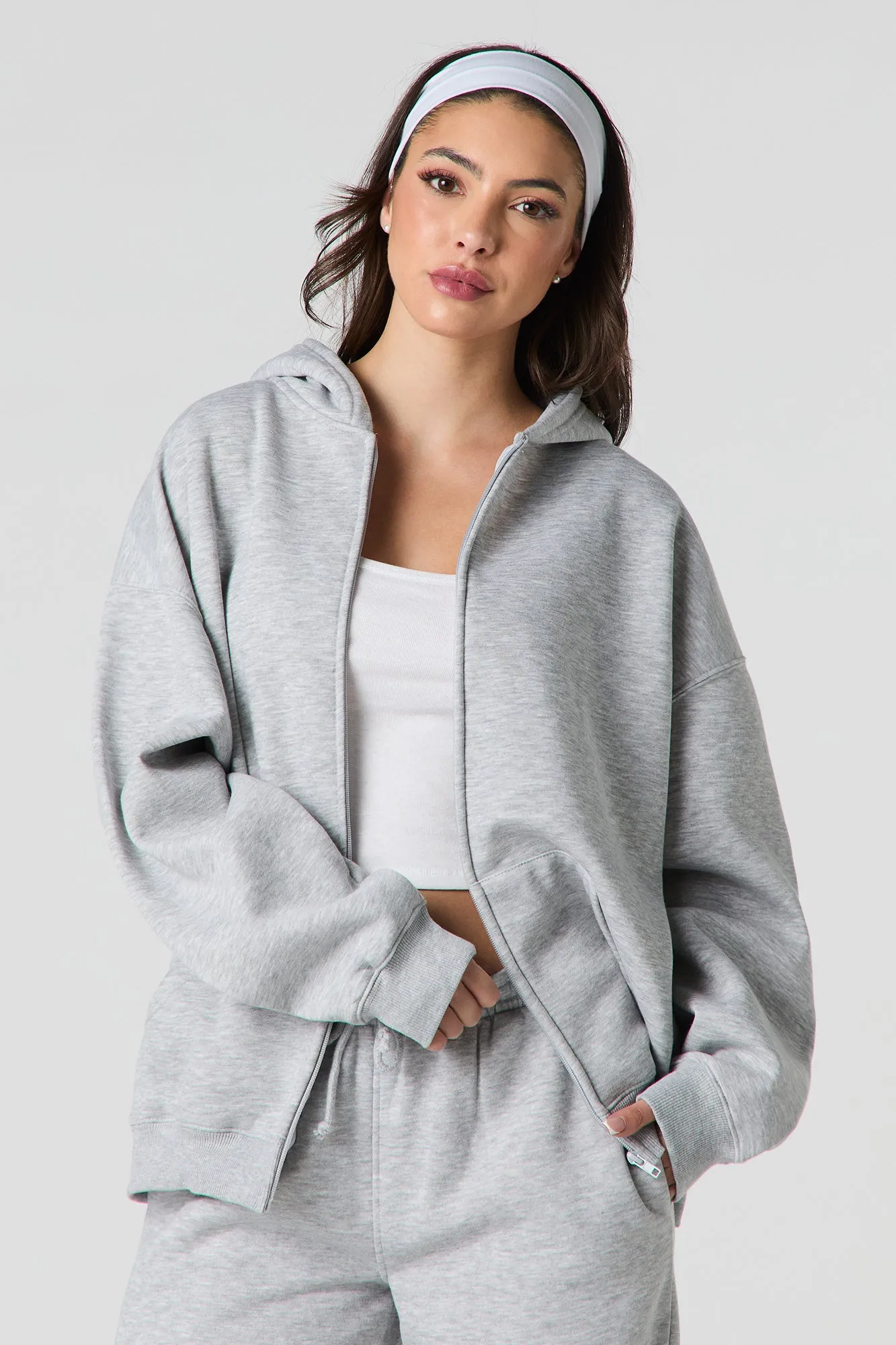 Oversized Fleece Zip-Up Hoodie