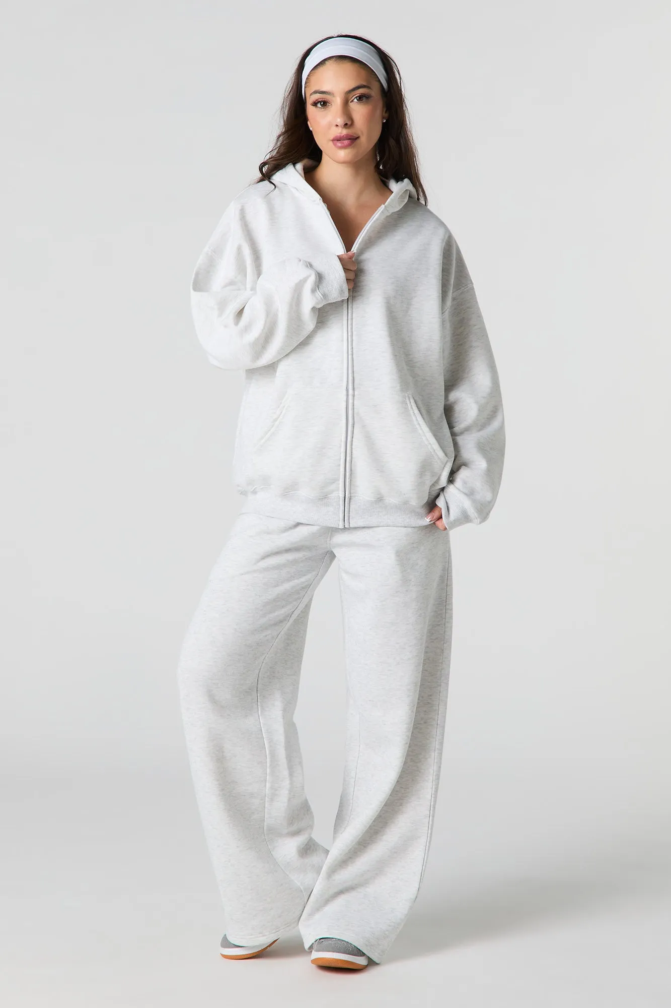 Oversized Fleece Zip-Up Hoodie