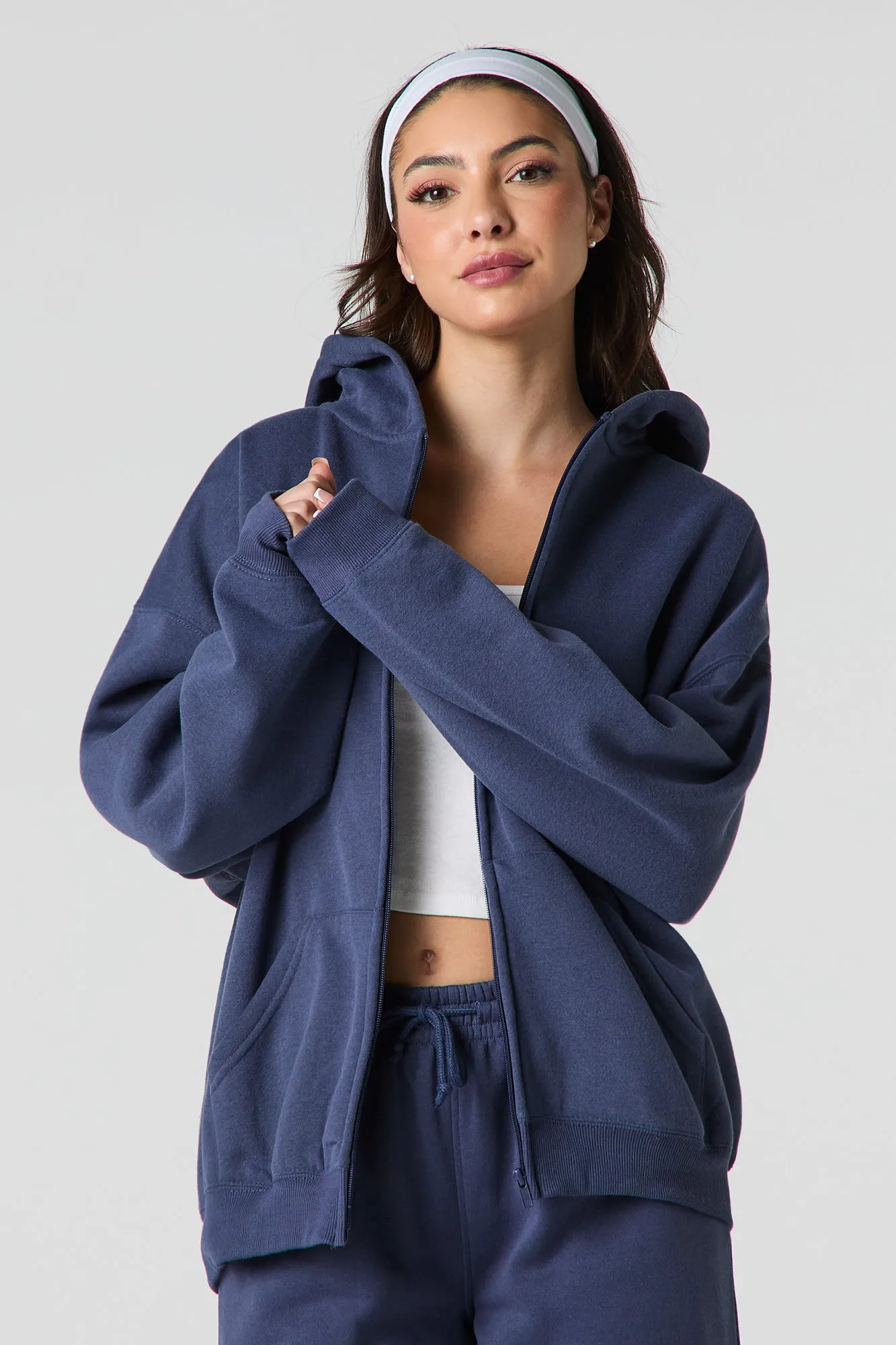 Oversized Fleece Zip-Up Hoodie