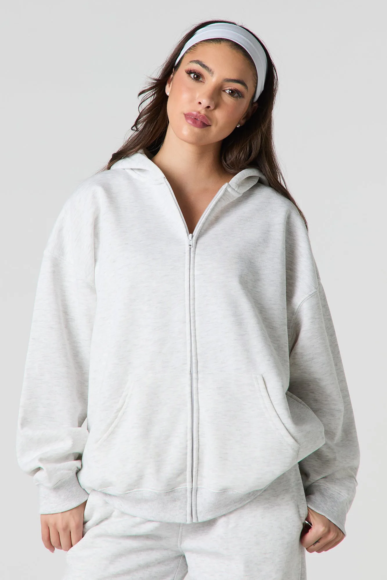 Oversized Fleece Zip-Up Hoodie
