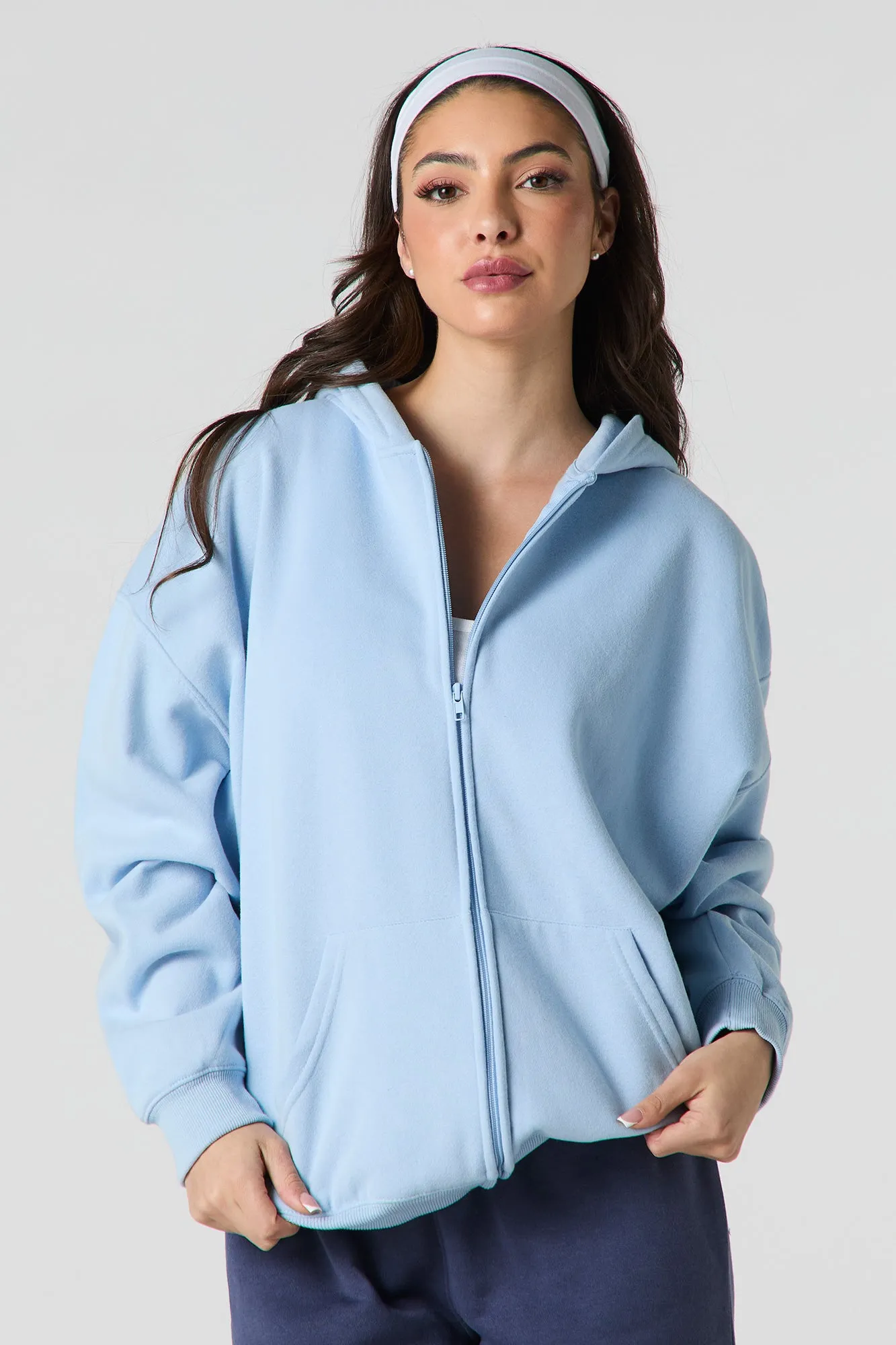 Oversized Fleece Zip-Up Hoodie