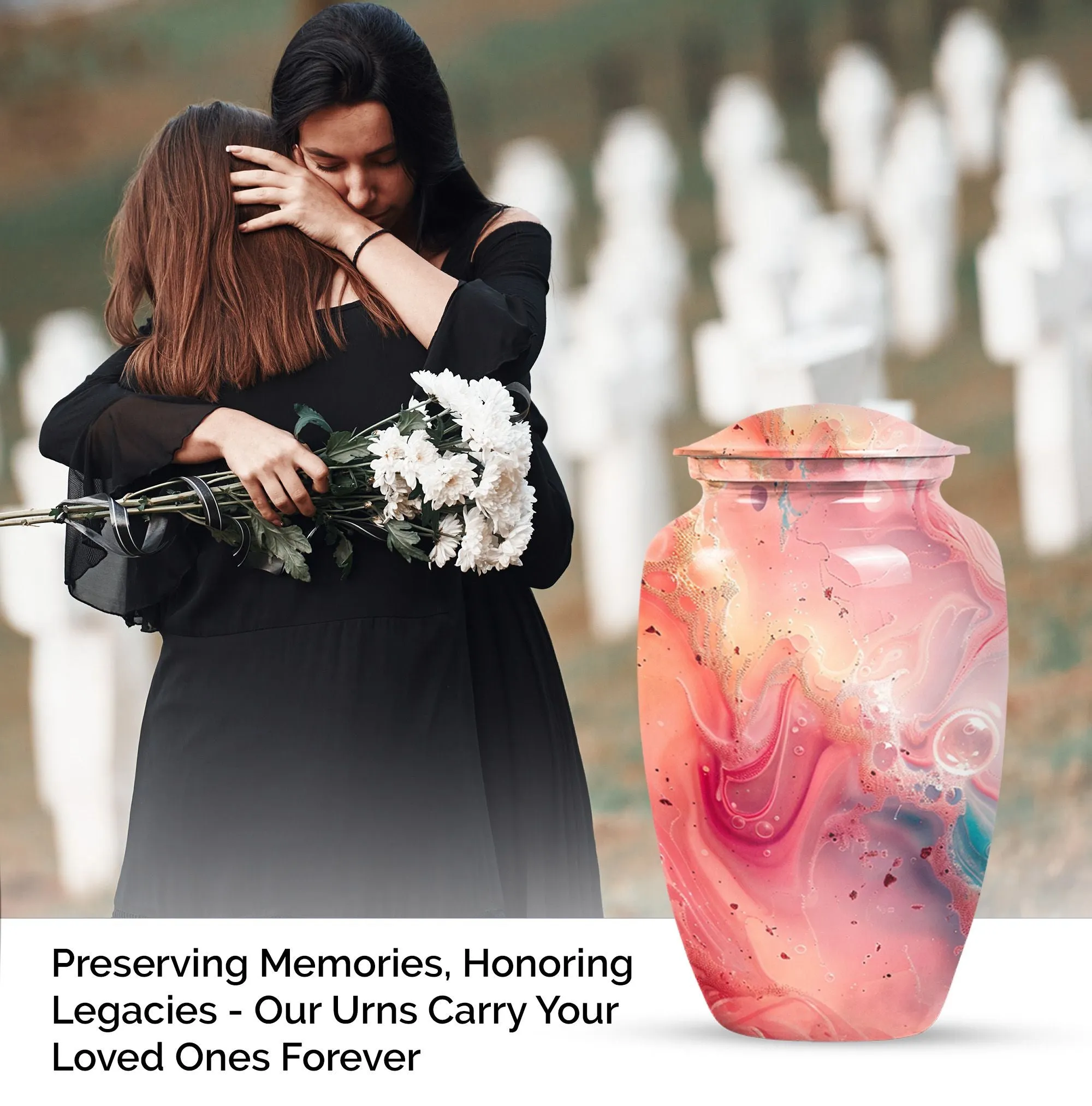 Pastel Swirl Elegy: A Classic Cremation Urn for Loving Remembrance