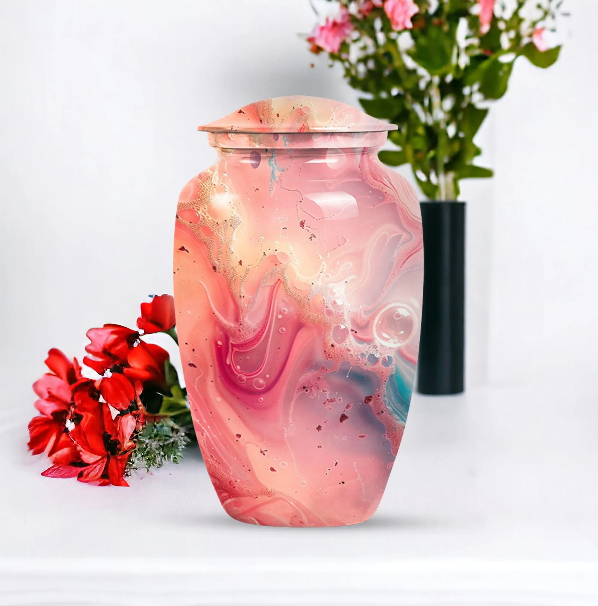 Pastel Swirl Elegy: A Classic Cremation Urn for Loving Remembrance